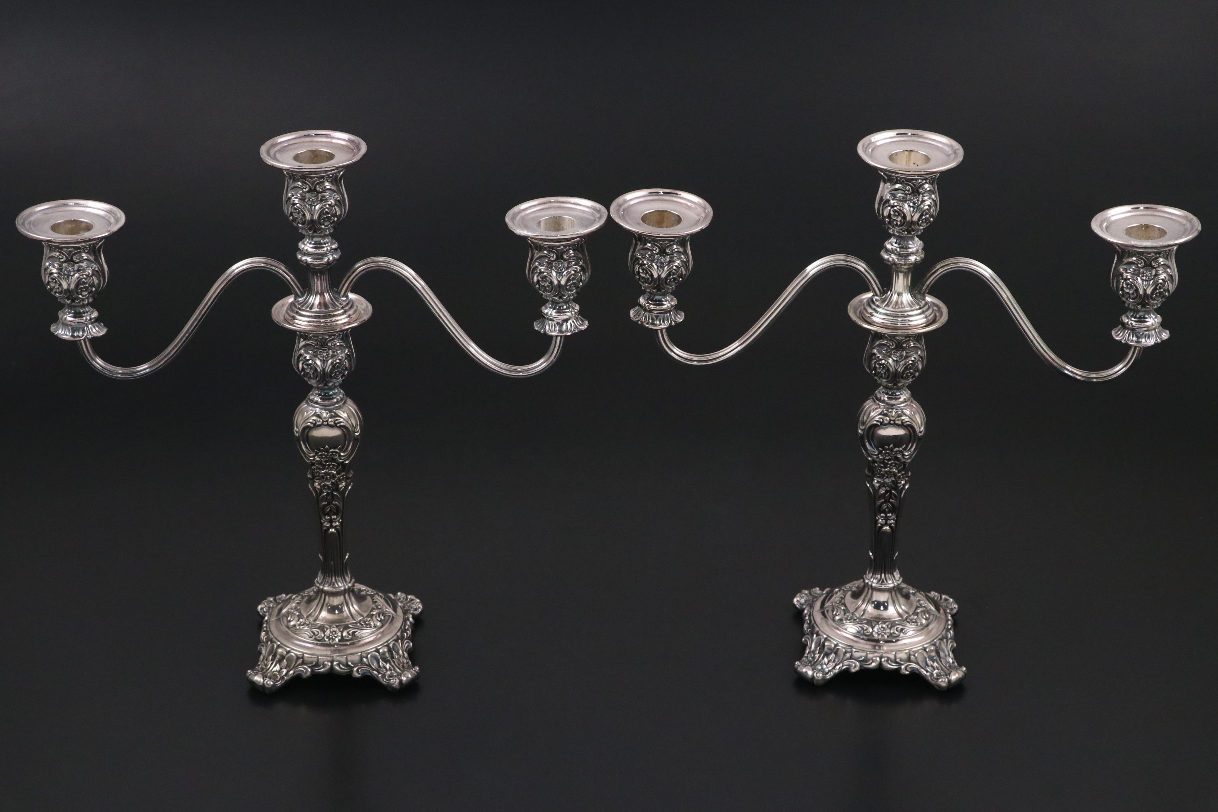 Pair of Wm Rogers & Son Silver Plate Candelabra