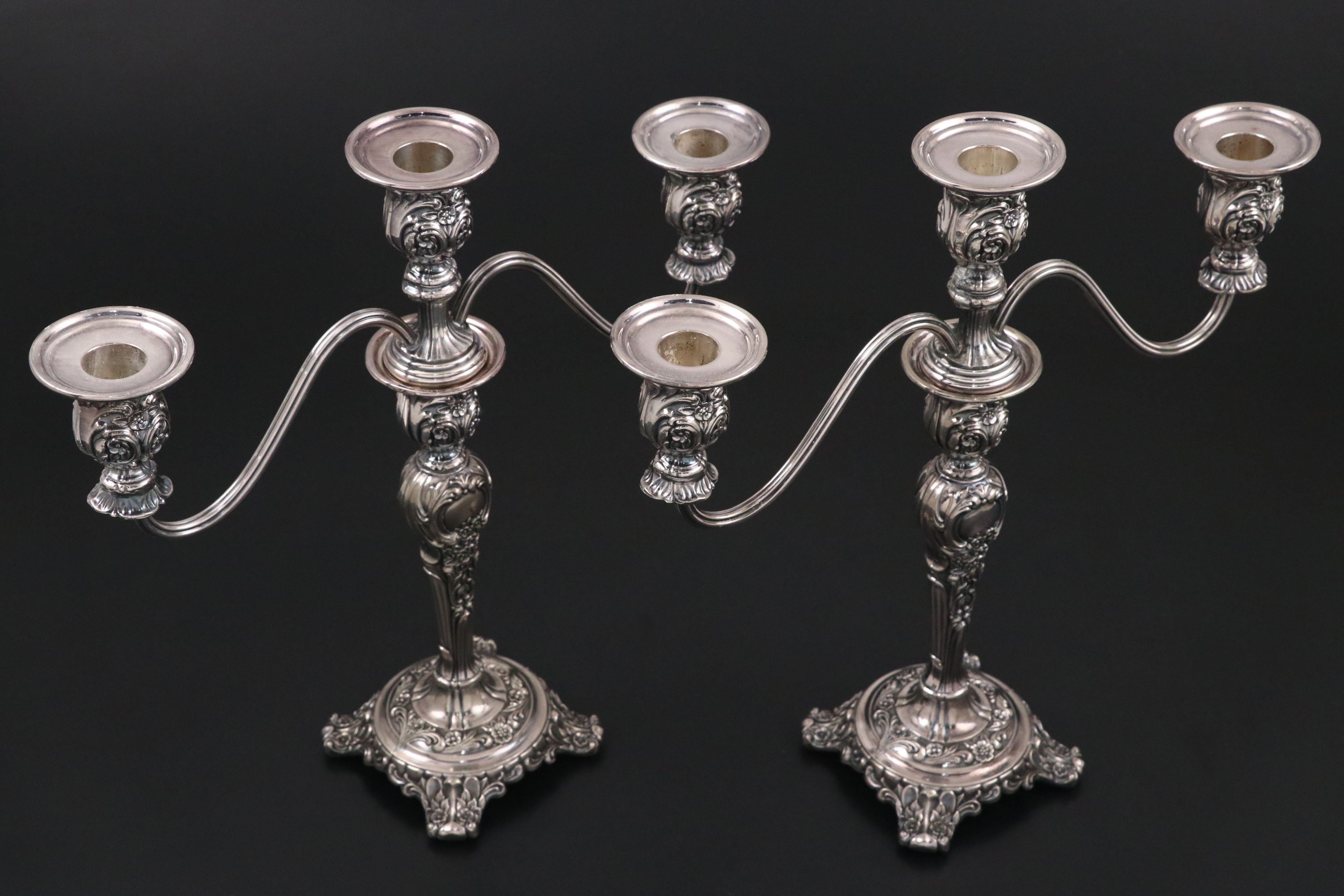 Pair of Wm Rogers & Son Silver Plate Candelabra