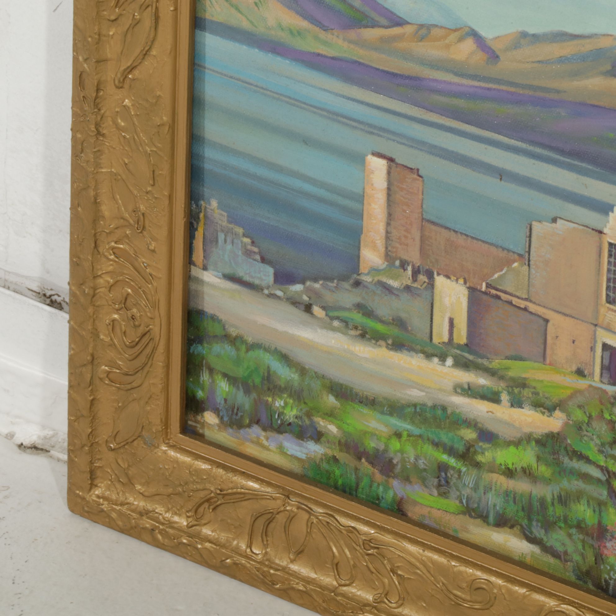 William S. Gisch Oil Painting "Ruins by Lake", 1975