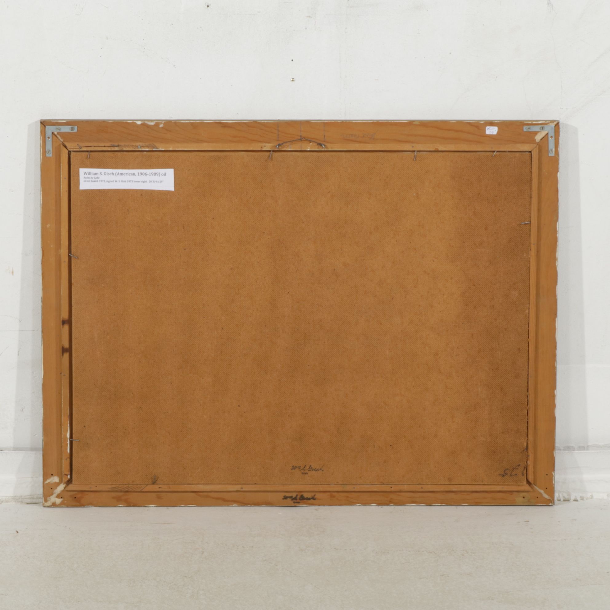 William S. Gisch Oil Painting "Ruins by Lake", 1975