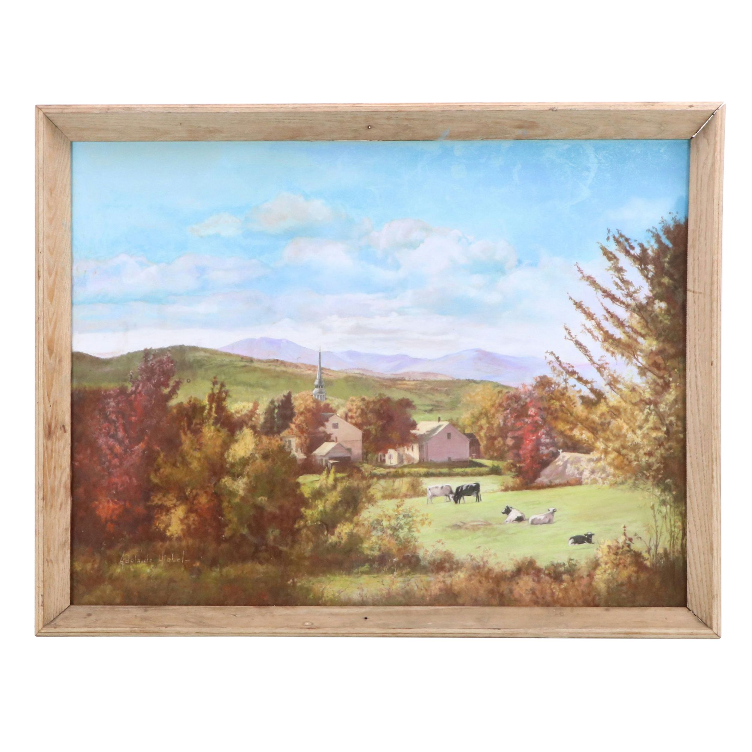 Adelaide Hiebel Large Pastel "In the Land of Plenty," Circa 1930
