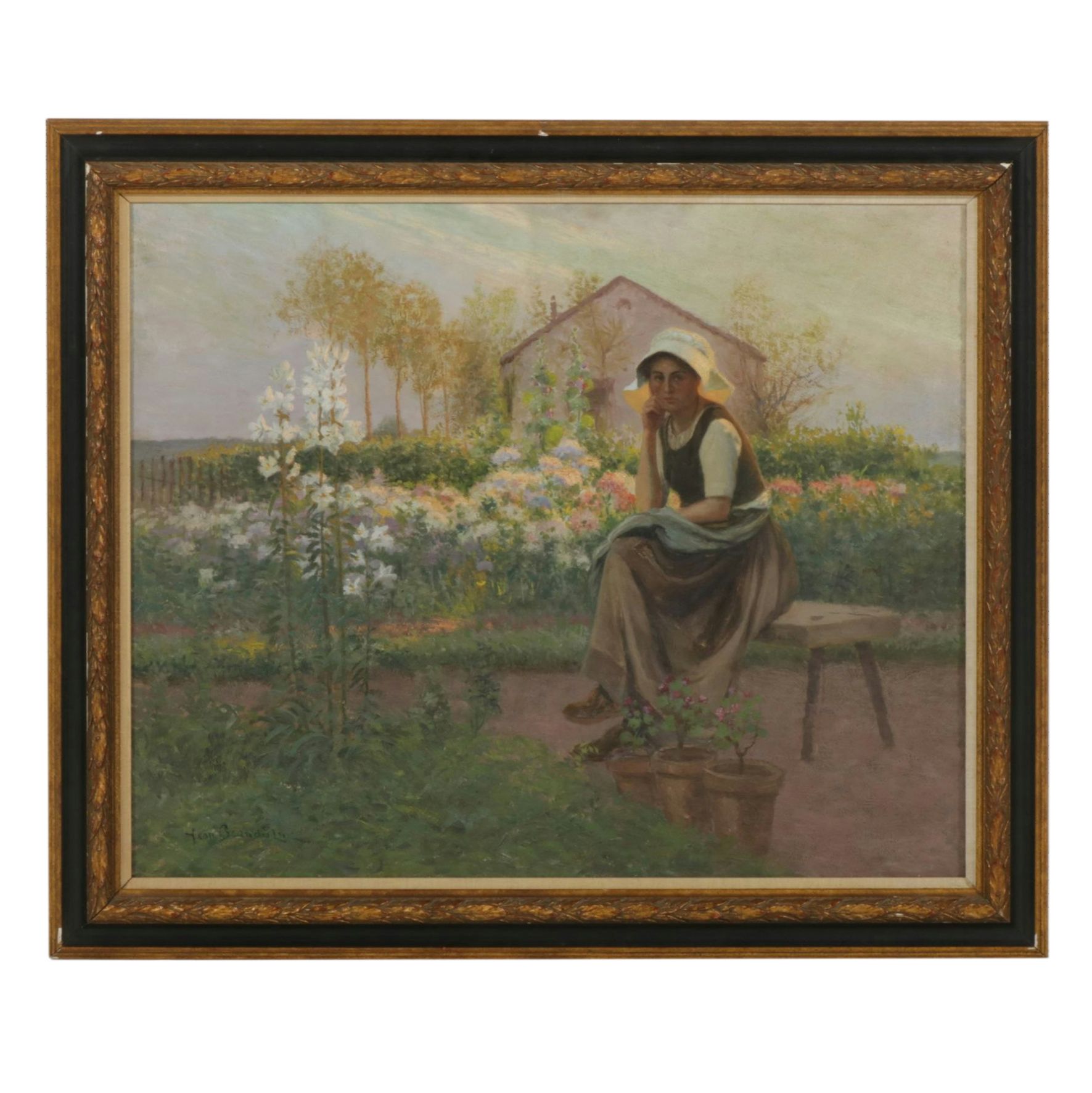 Jean Beauduin Portrait Oil Painting "Woman Seated in Garden"
