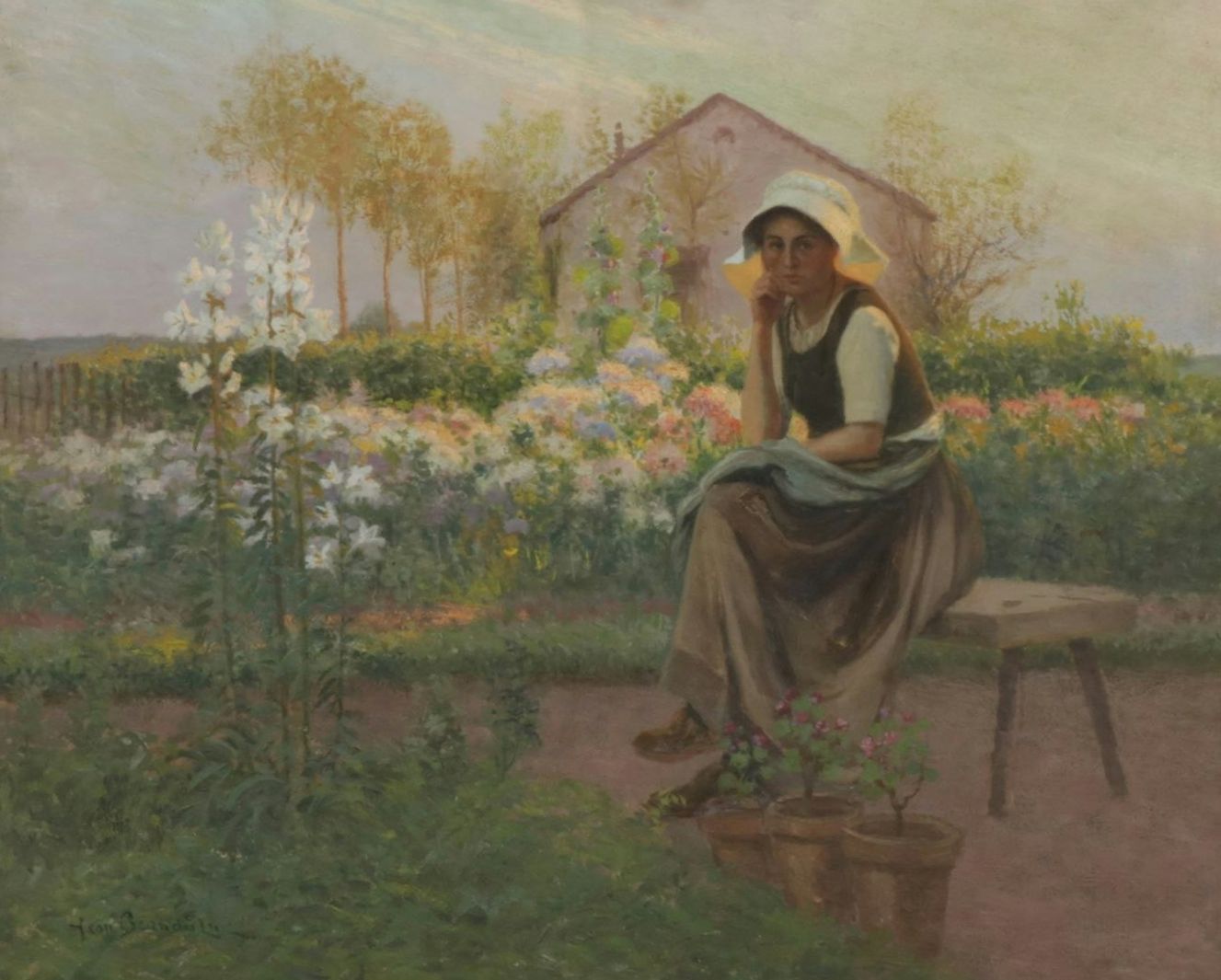 Jean Beauduin Portrait Oil Painting "Woman Seated in Garden"