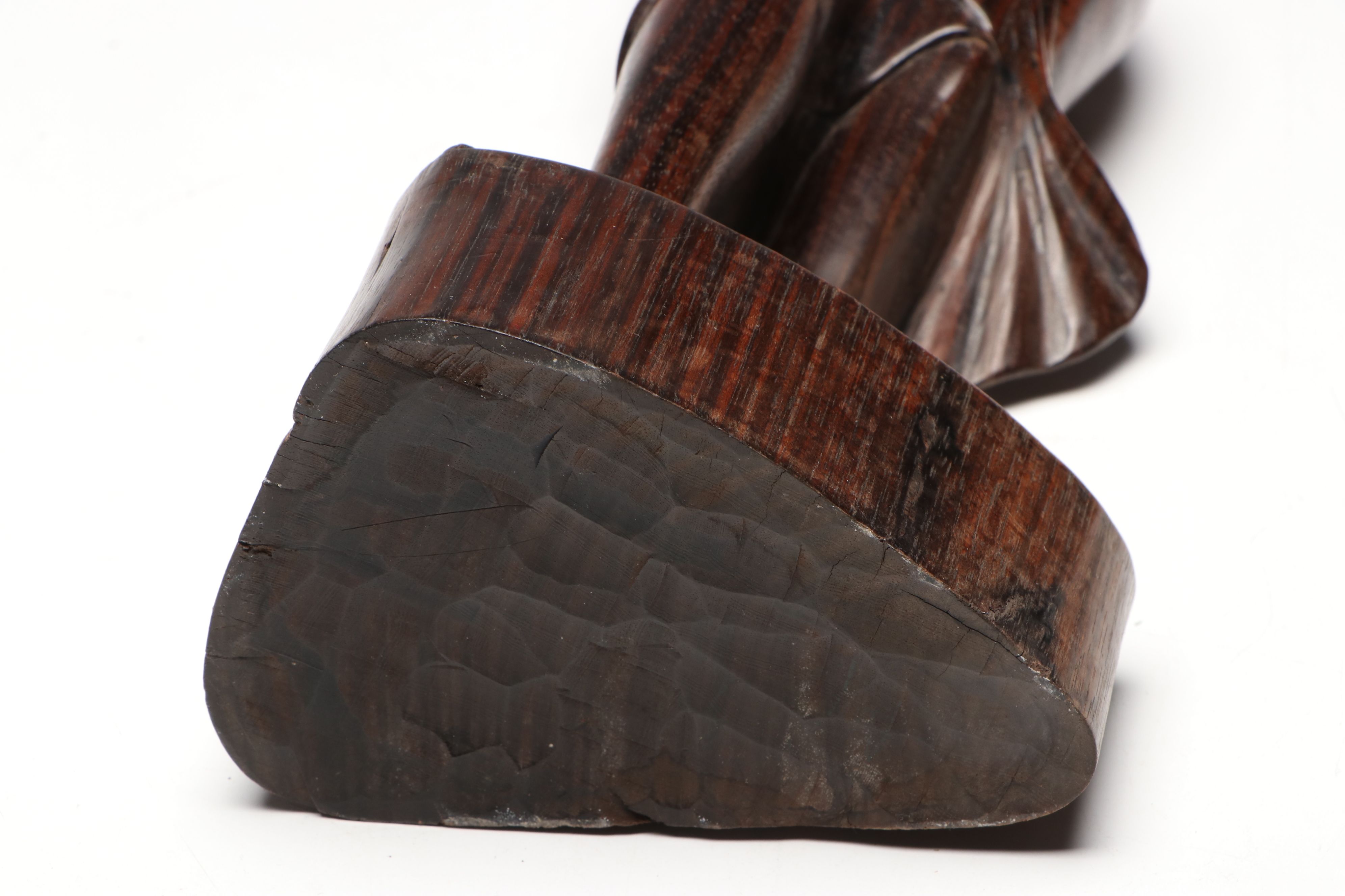 Carved Wood Woman Carrying Basket with Carved Wood Mask