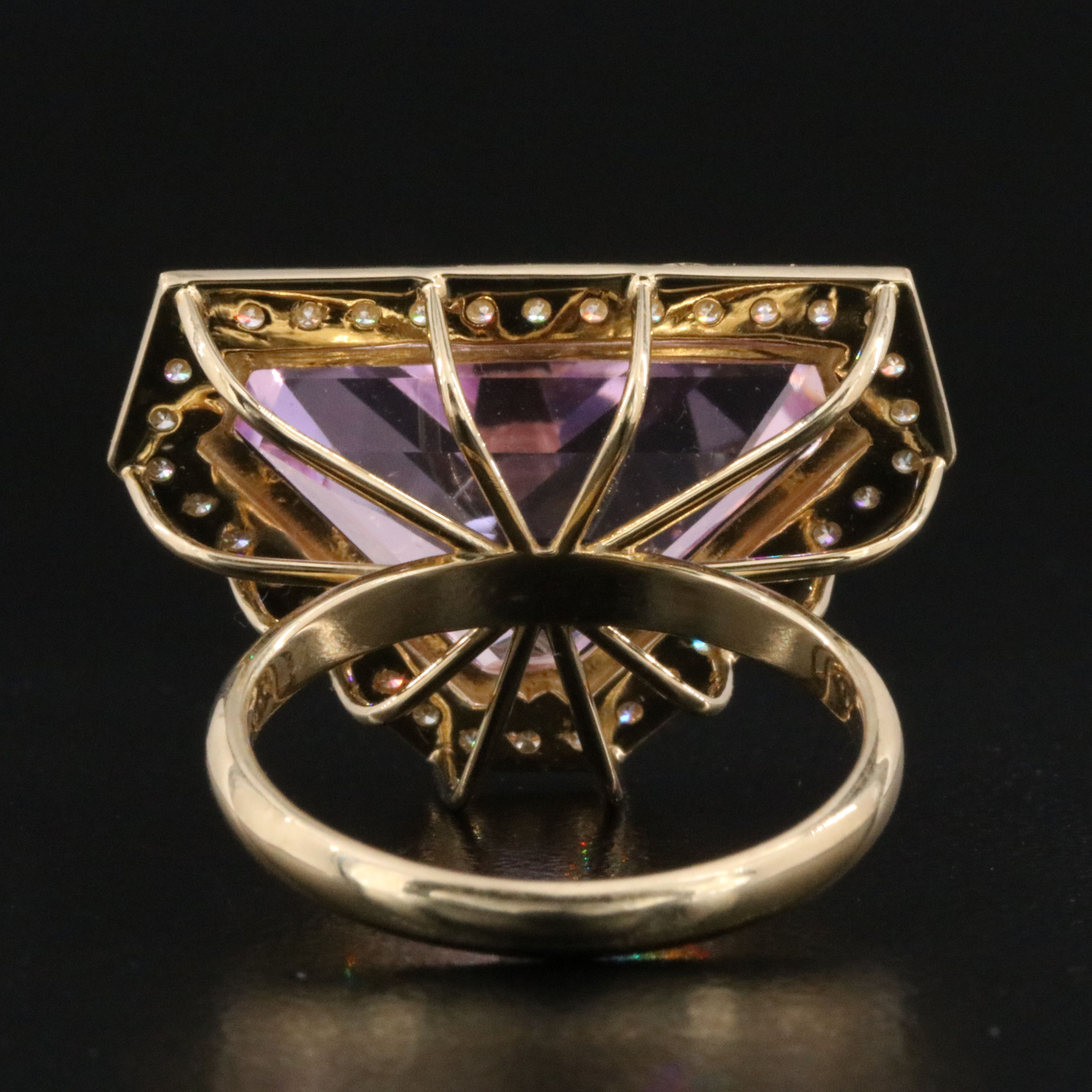 14K 12.60 CT Kunzite and Diamond Ring