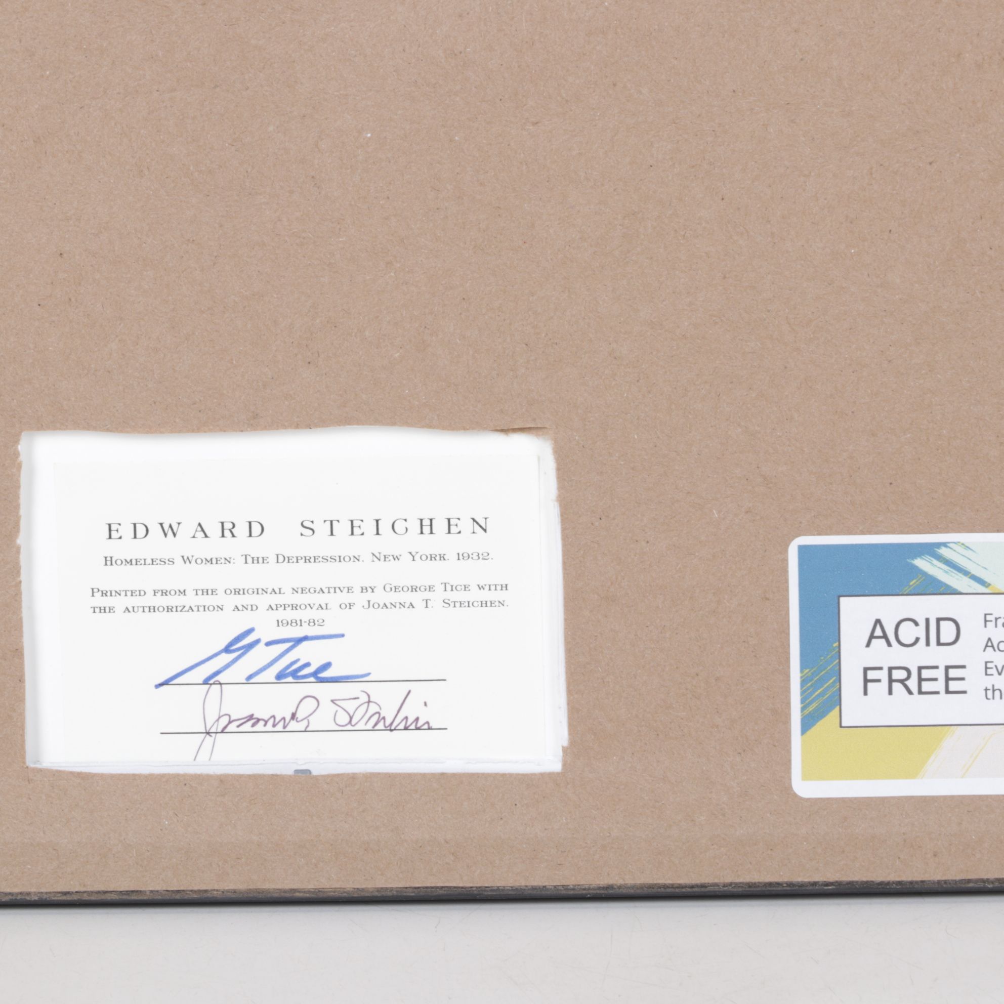 Edward Steichen "Homeless Women..." Silver Gelatin Printed by George Tice, 1982