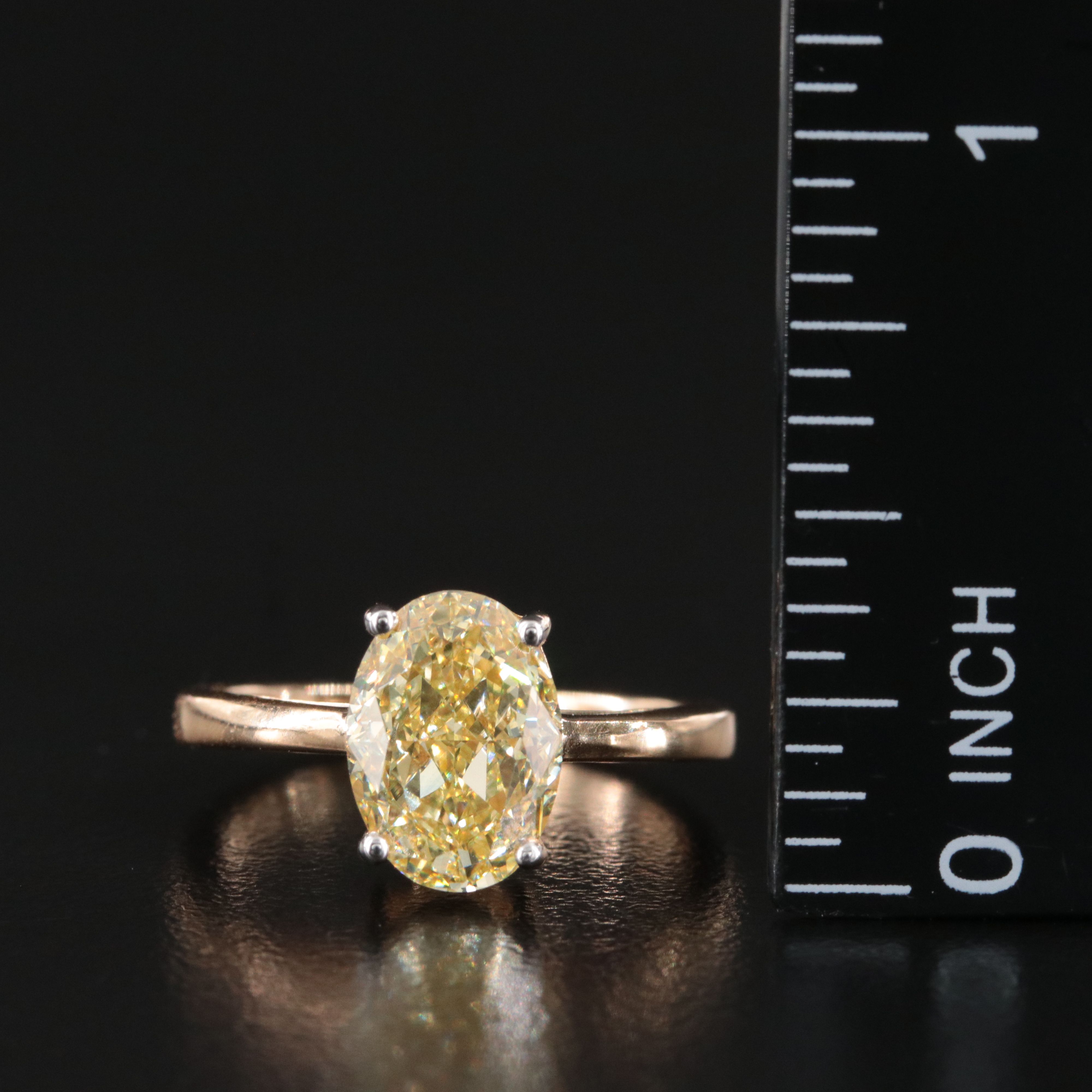 18K 3.02 CT Fancy Intense Yellow Lab Grown Diamond Ring with IGI Report