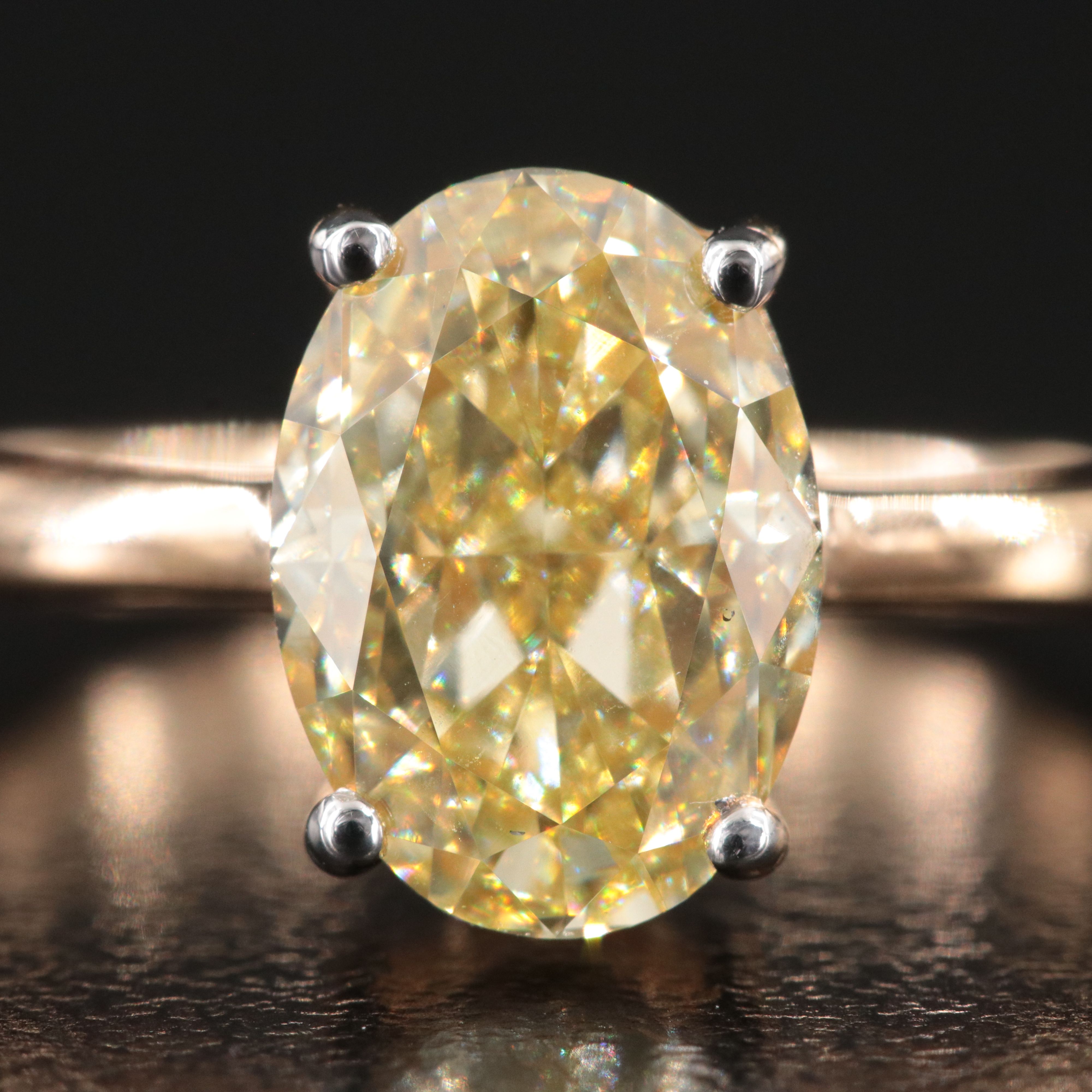 18K 3.02 CT Fancy Intense Yellow Lab Grown Diamond Ring with IGI Report