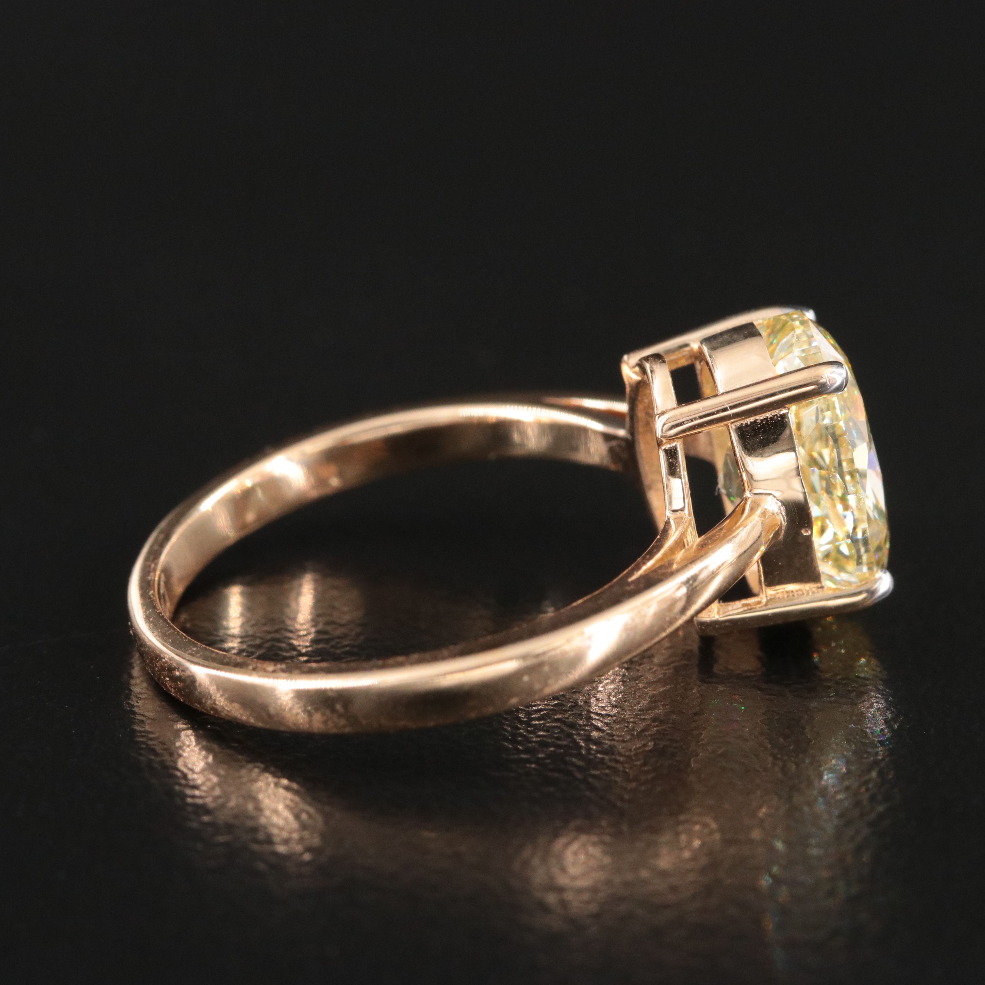 18K 3.02 CT Fancy Intense Yellow Lab Grown Diamond Ring with IGI Report