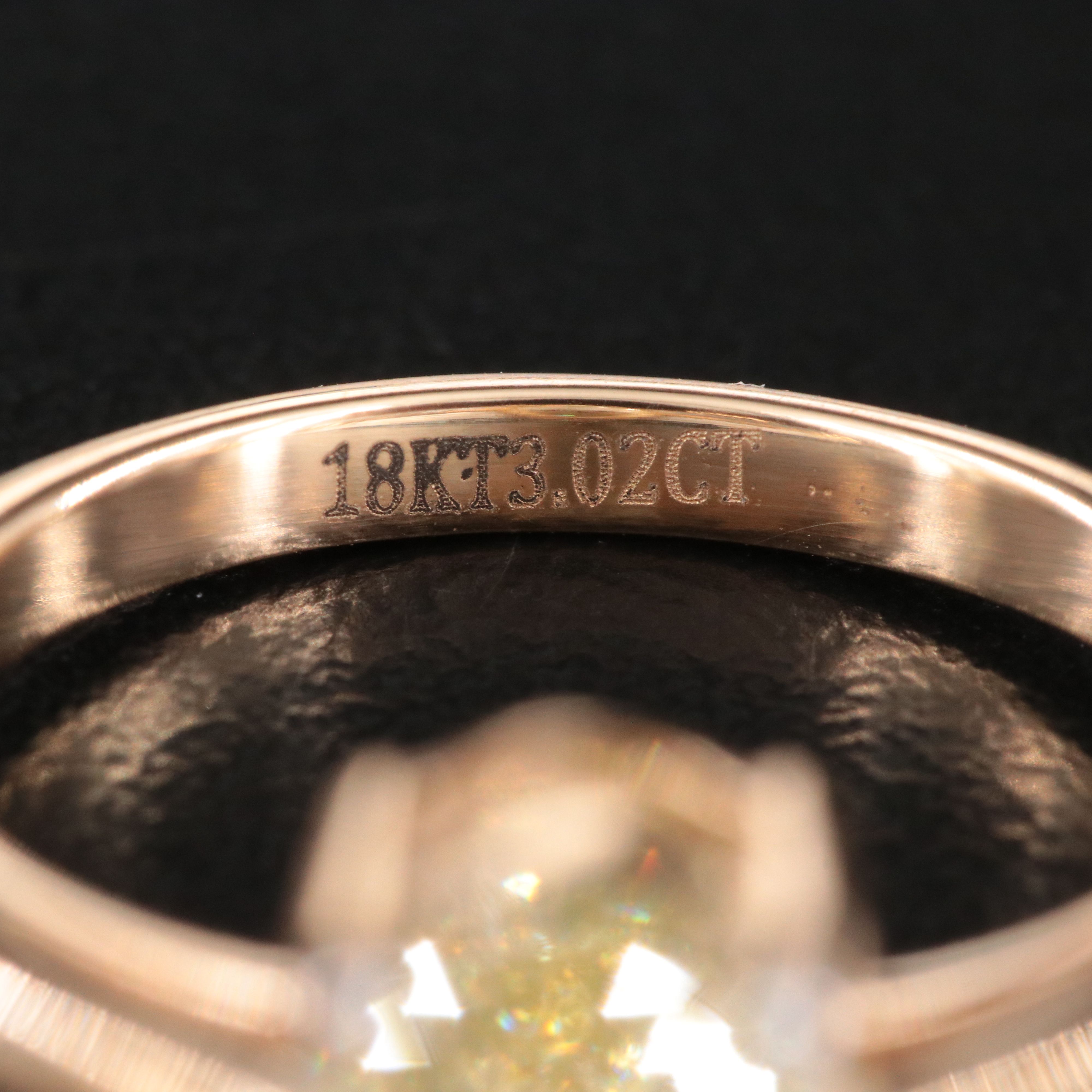 18K 3.02 CT Fancy Intense Yellow Lab Grown Diamond Ring with IGI Report