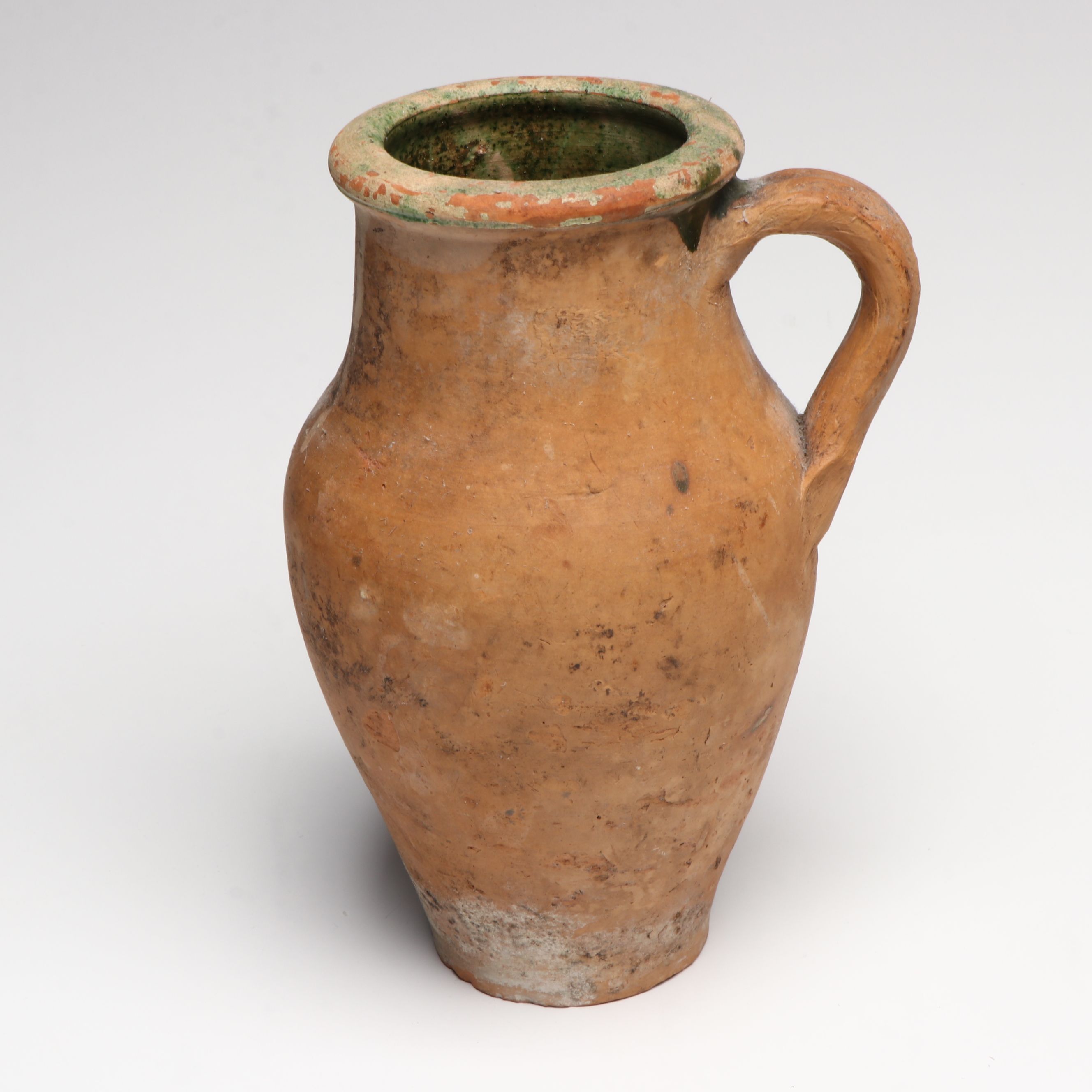 Mediterranean Style Green Glaze Terracotta Jugs and Handled Bowl