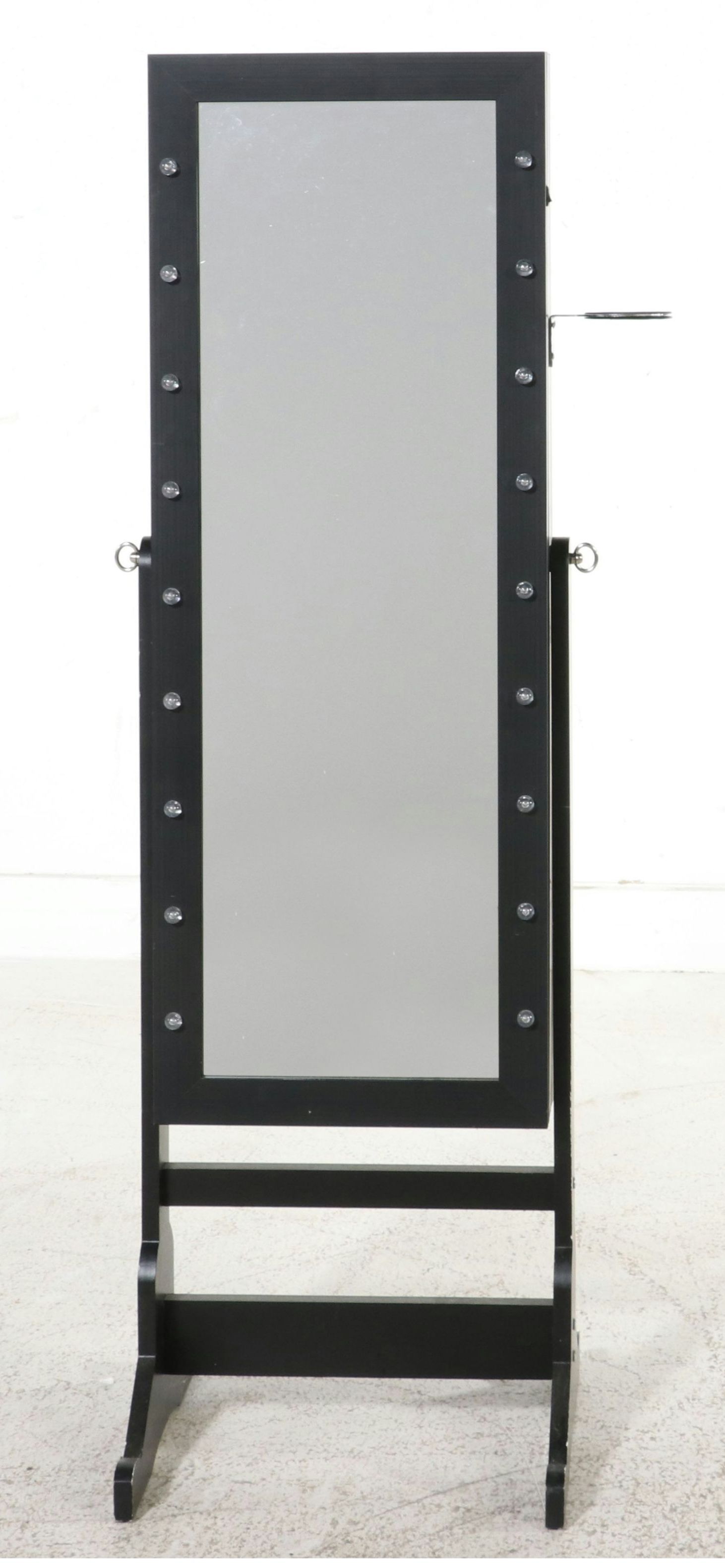 Contemporary Illuminated Cheval Mirror with Hidden Jewelry Armoire