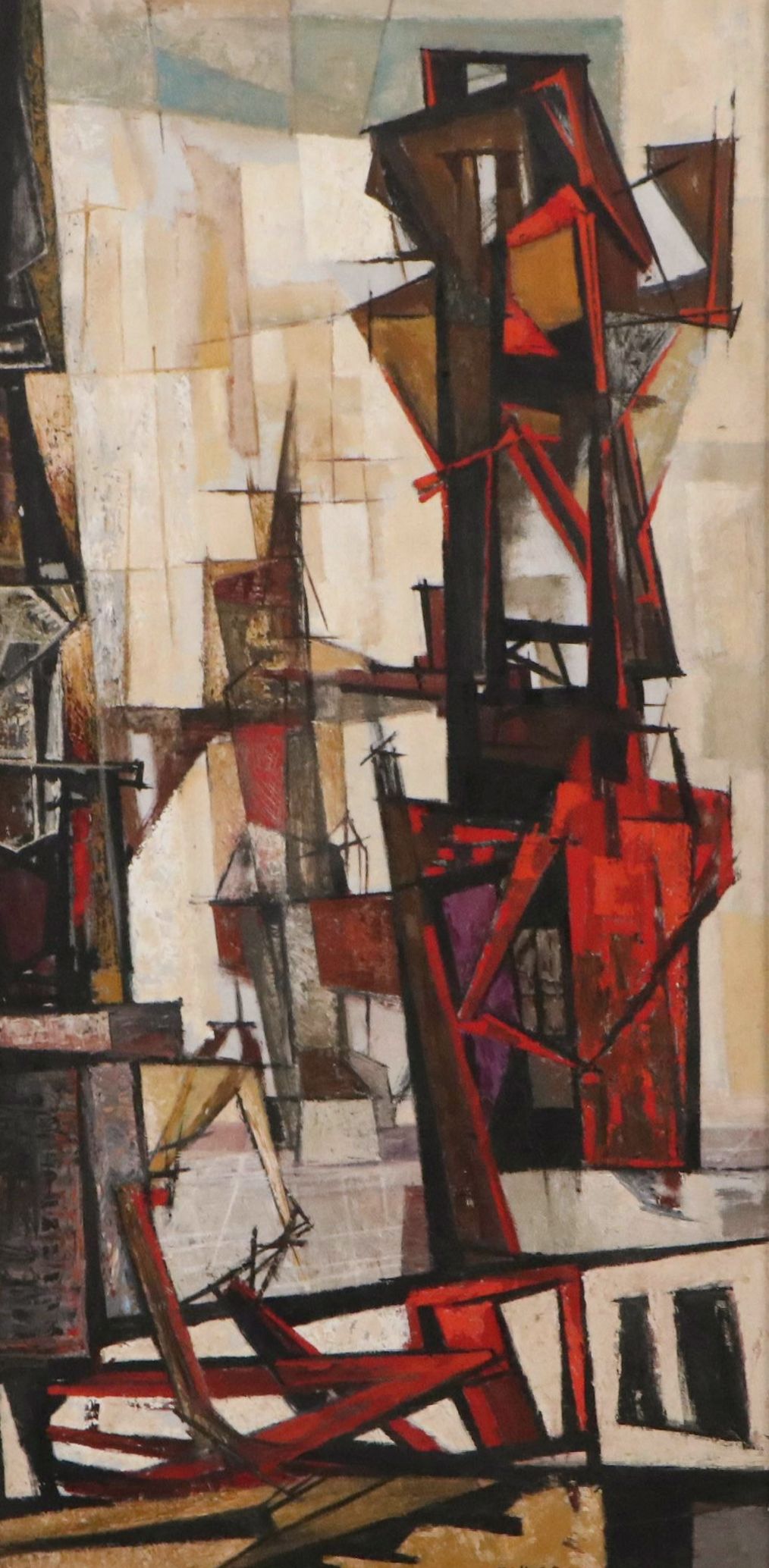 Fridtjof Schroder Abstract Cubist Oil Painting, Mid-20th Century