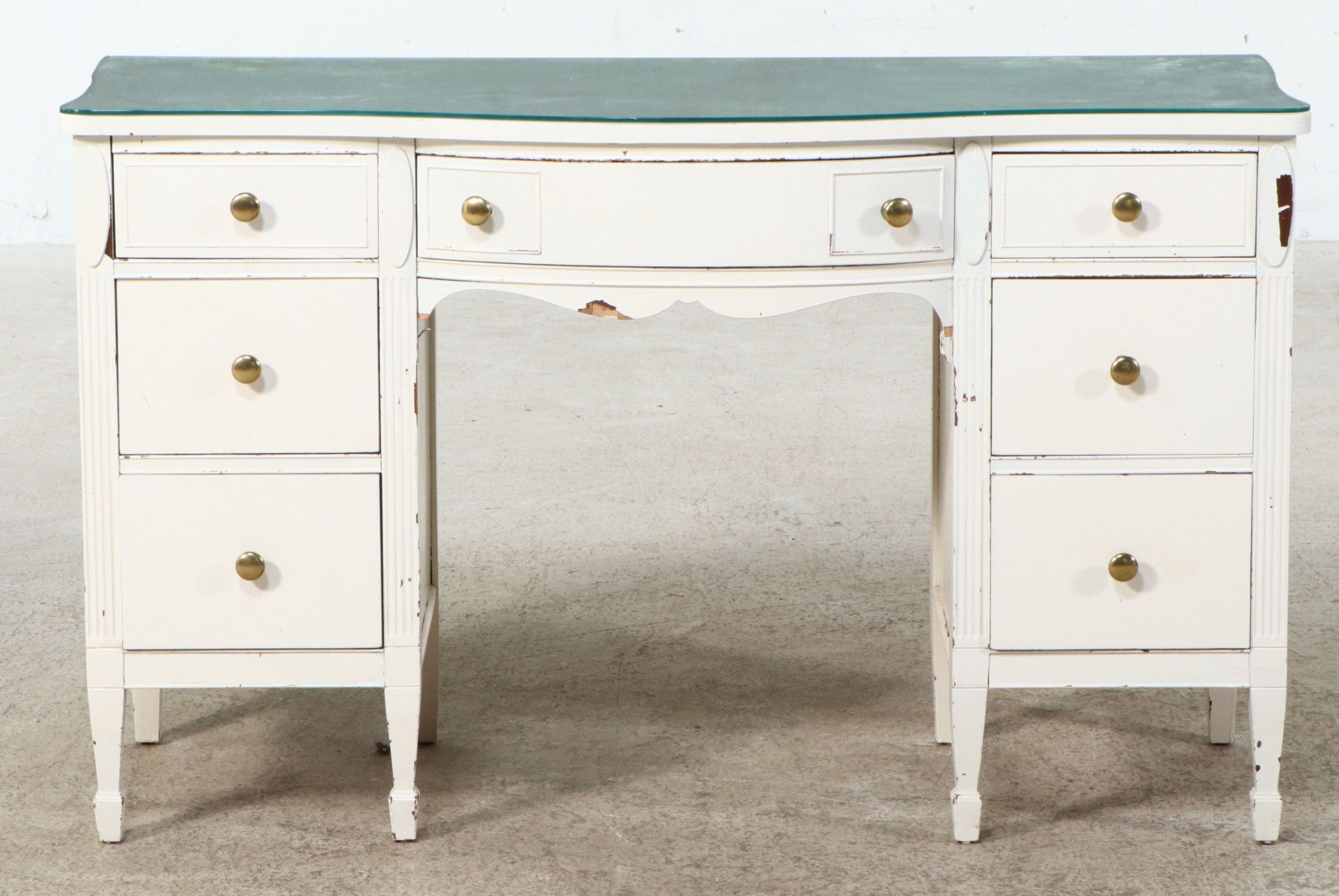 Painted Hepplewhite Style Painted Kneehole Desk, Mid-20th Century
