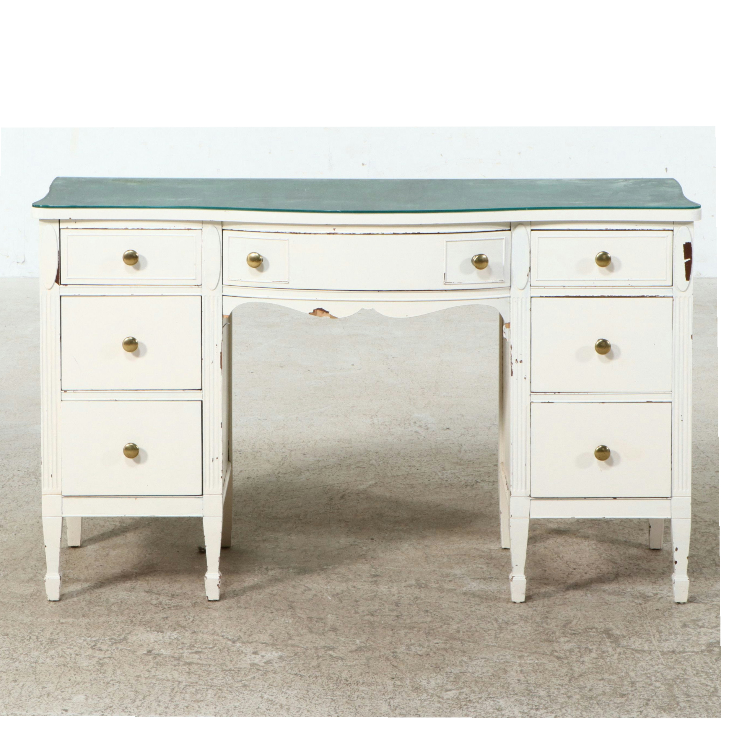 Painted Hepplewhite Style Painted Kneehole Desk, Mid-20th Century