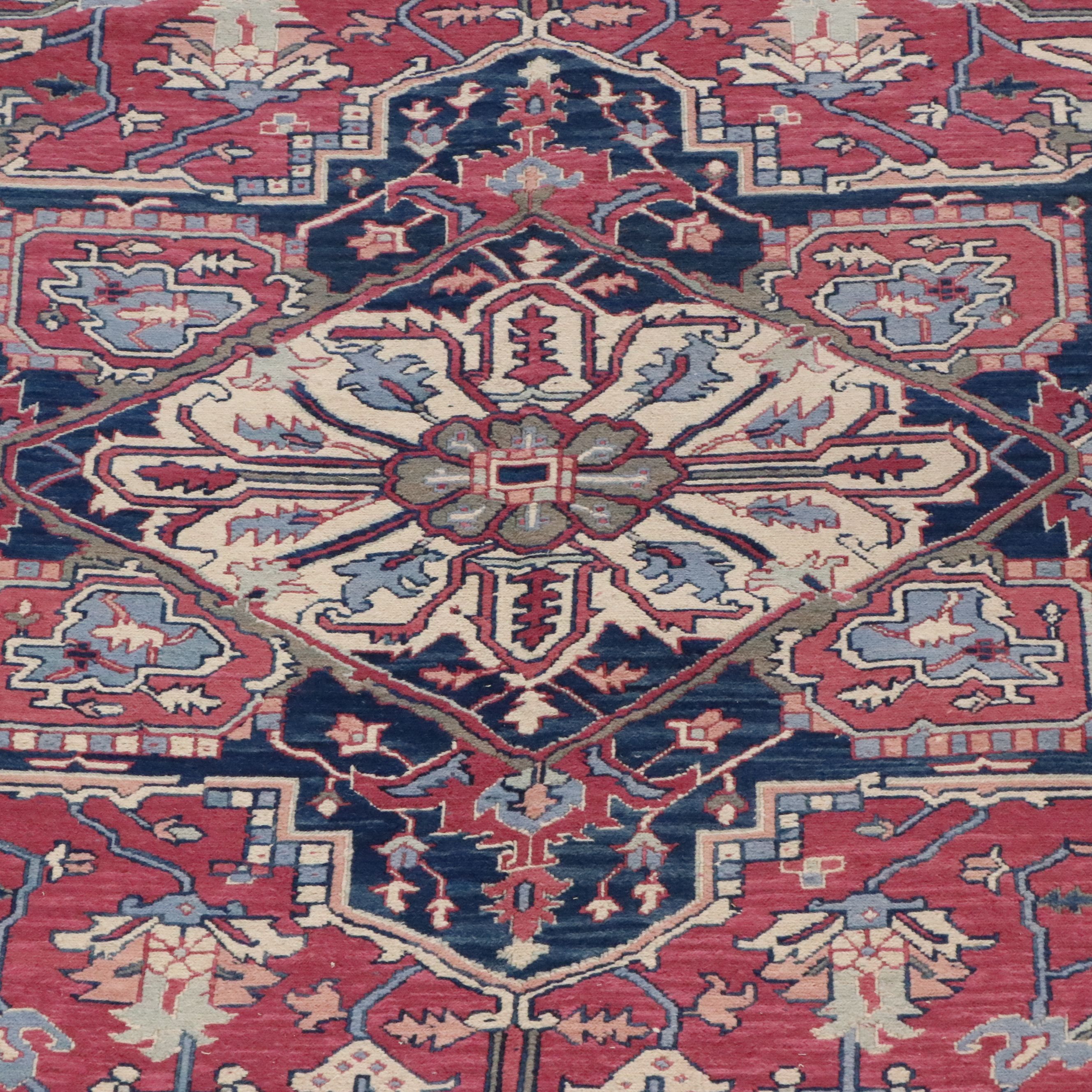 8'9 x 11'11 Handwoven Indo-Persian Heriz Style Soumak Area Rug