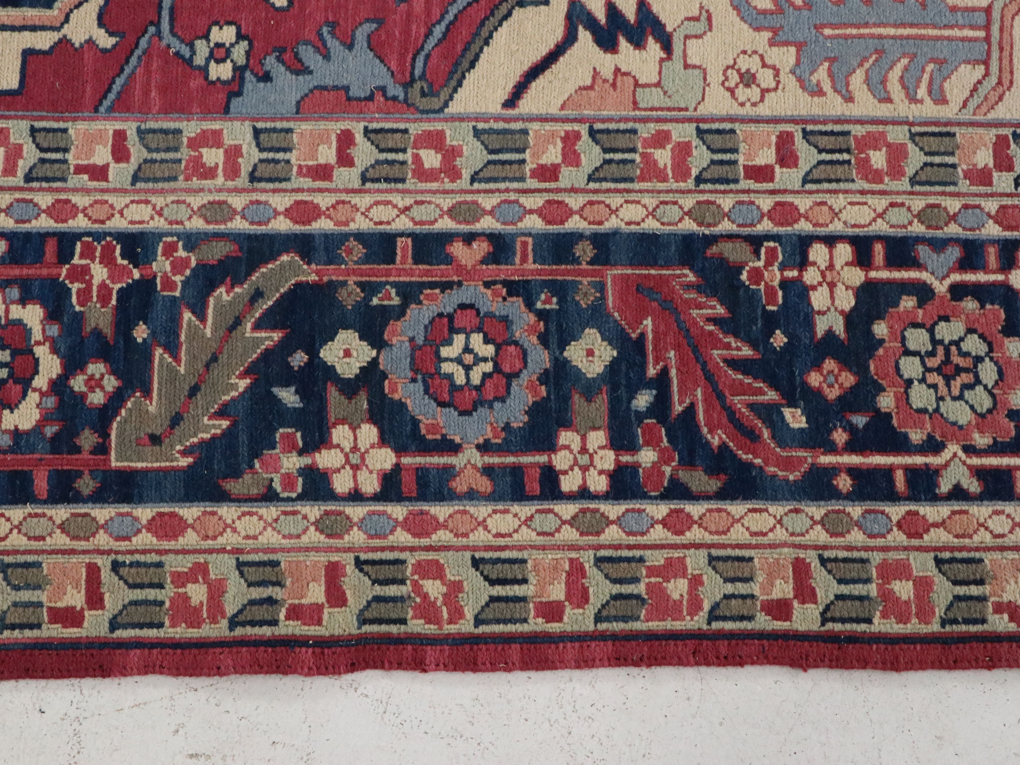 8'9 x 11'11 Handwoven Indo-Persian Heriz Style Soumak Area Rug