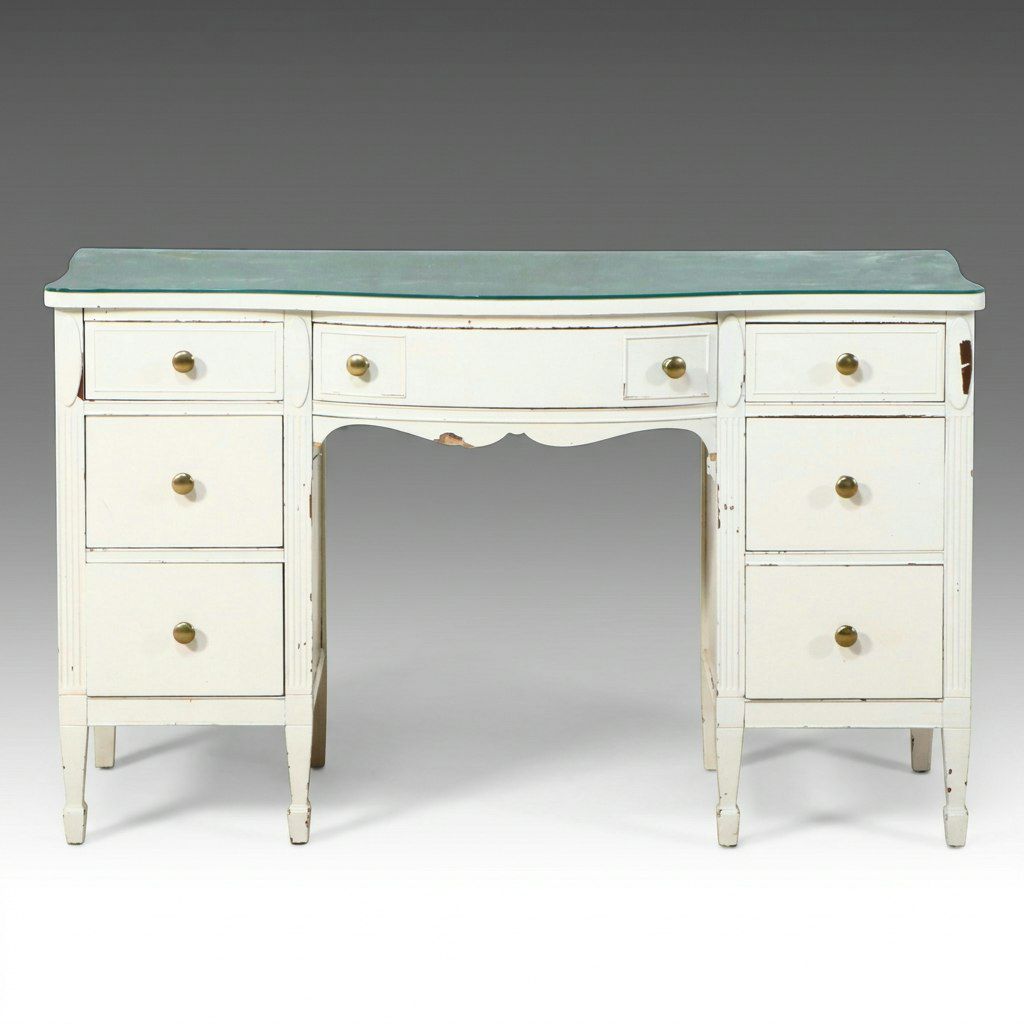 Painted Hepplewhite Style Painted Kneehole Desk, Mid-20th Century
