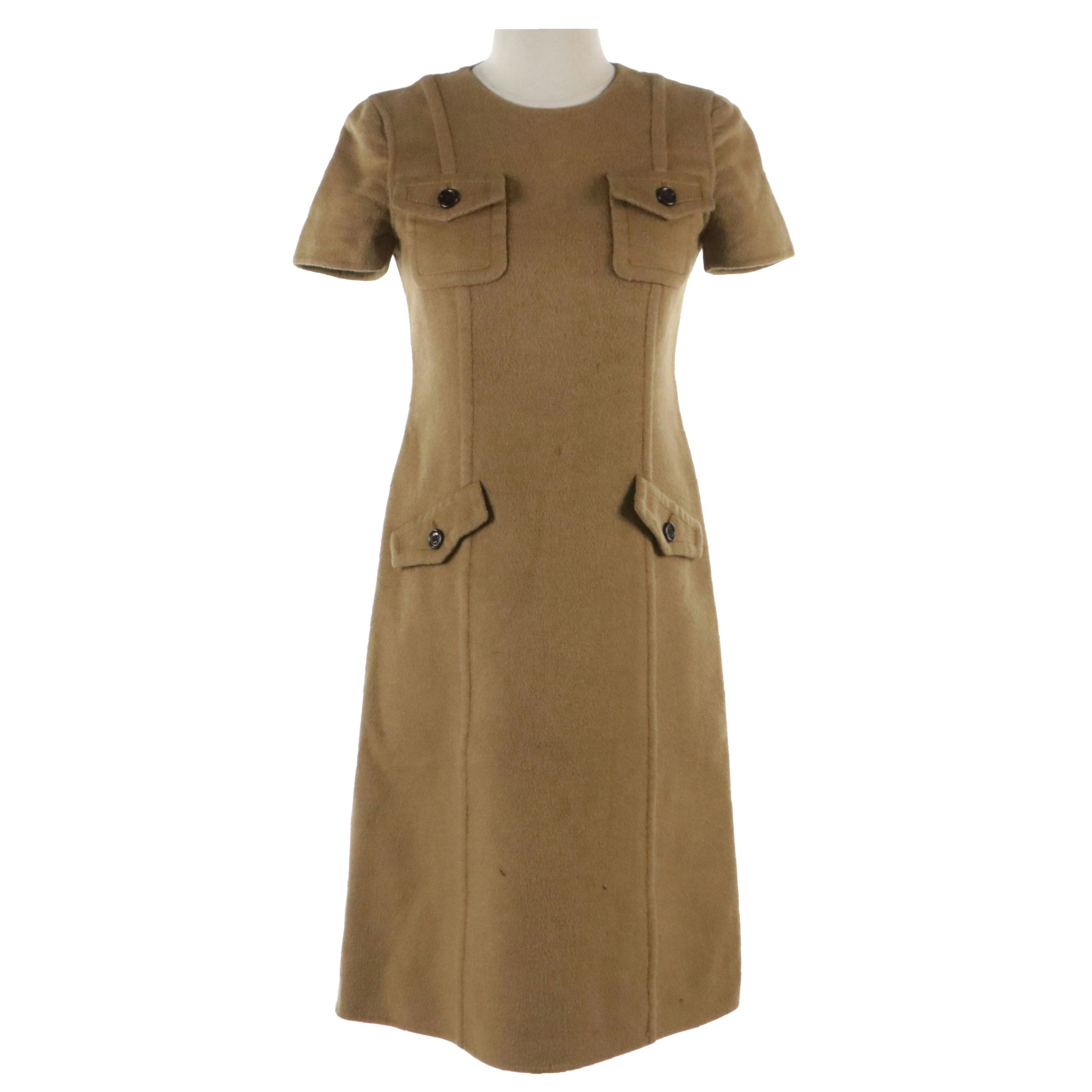 Prada Flap Pocket Dress in Brown Wool and Angora Goat Hair