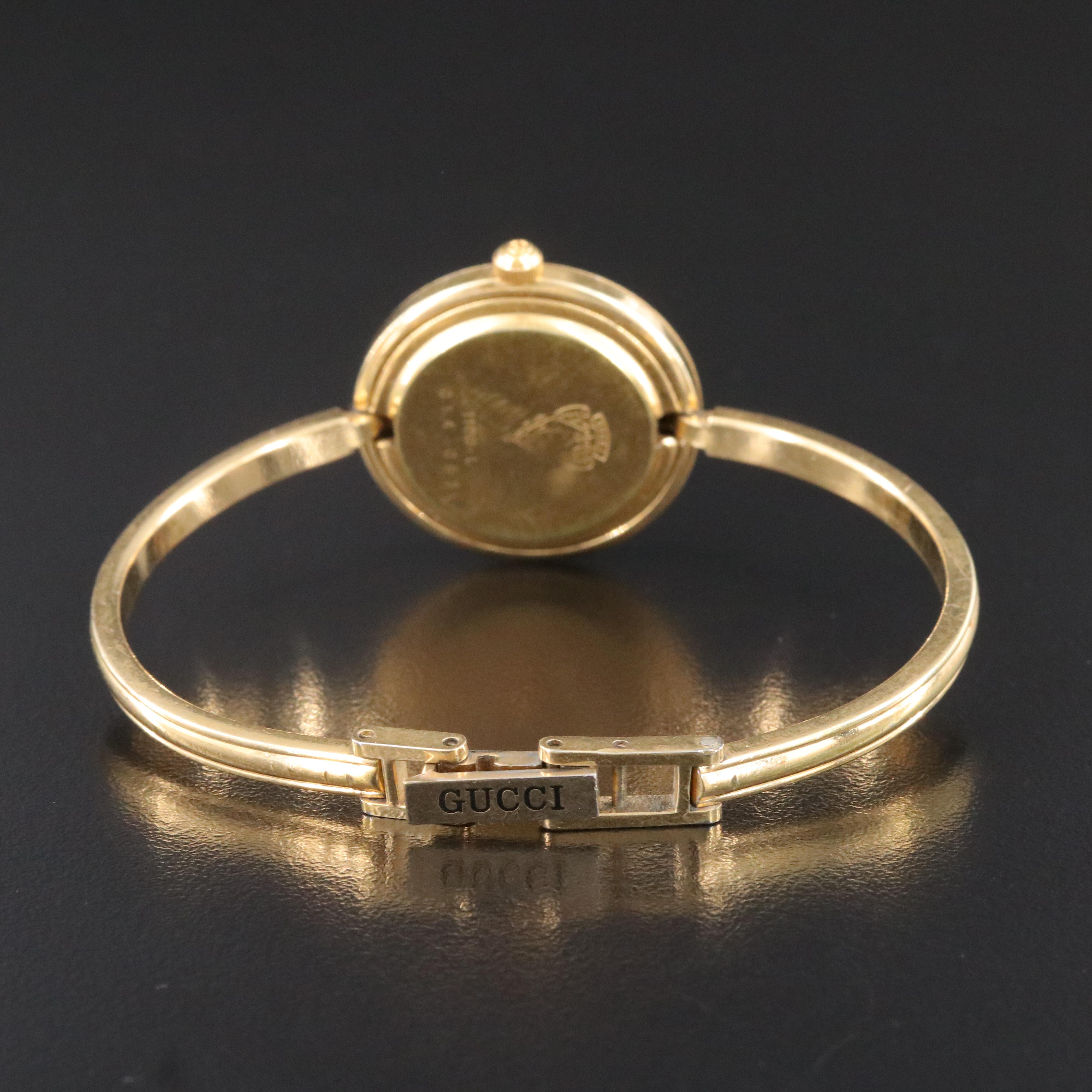 Gucci 1100L Gold Plated Swiss Quartz Watch with Interchangeable Bezels