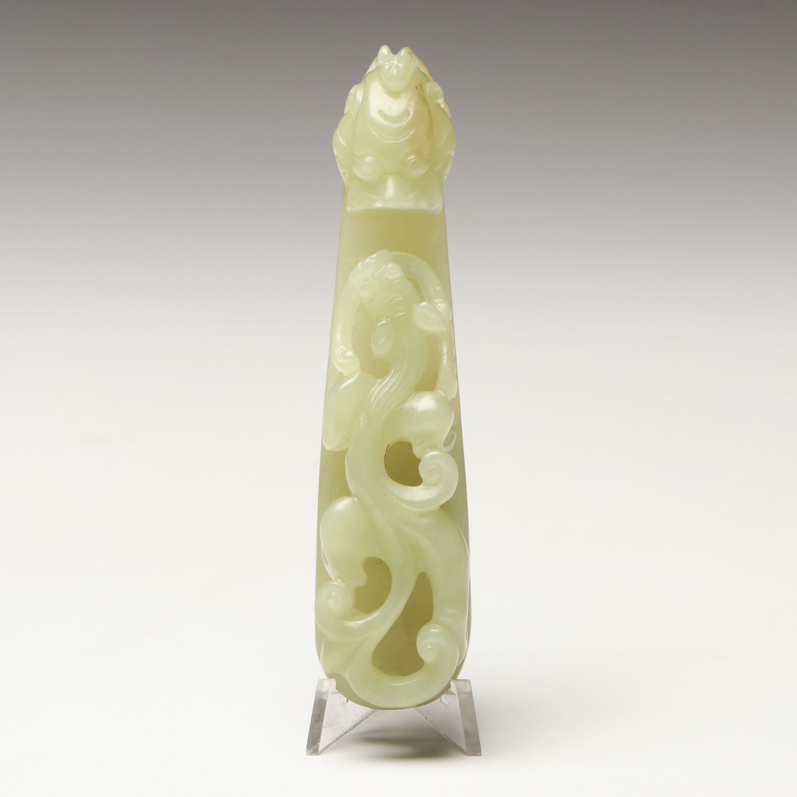 Chinese Carved Serpentine Dragon Belt Hook