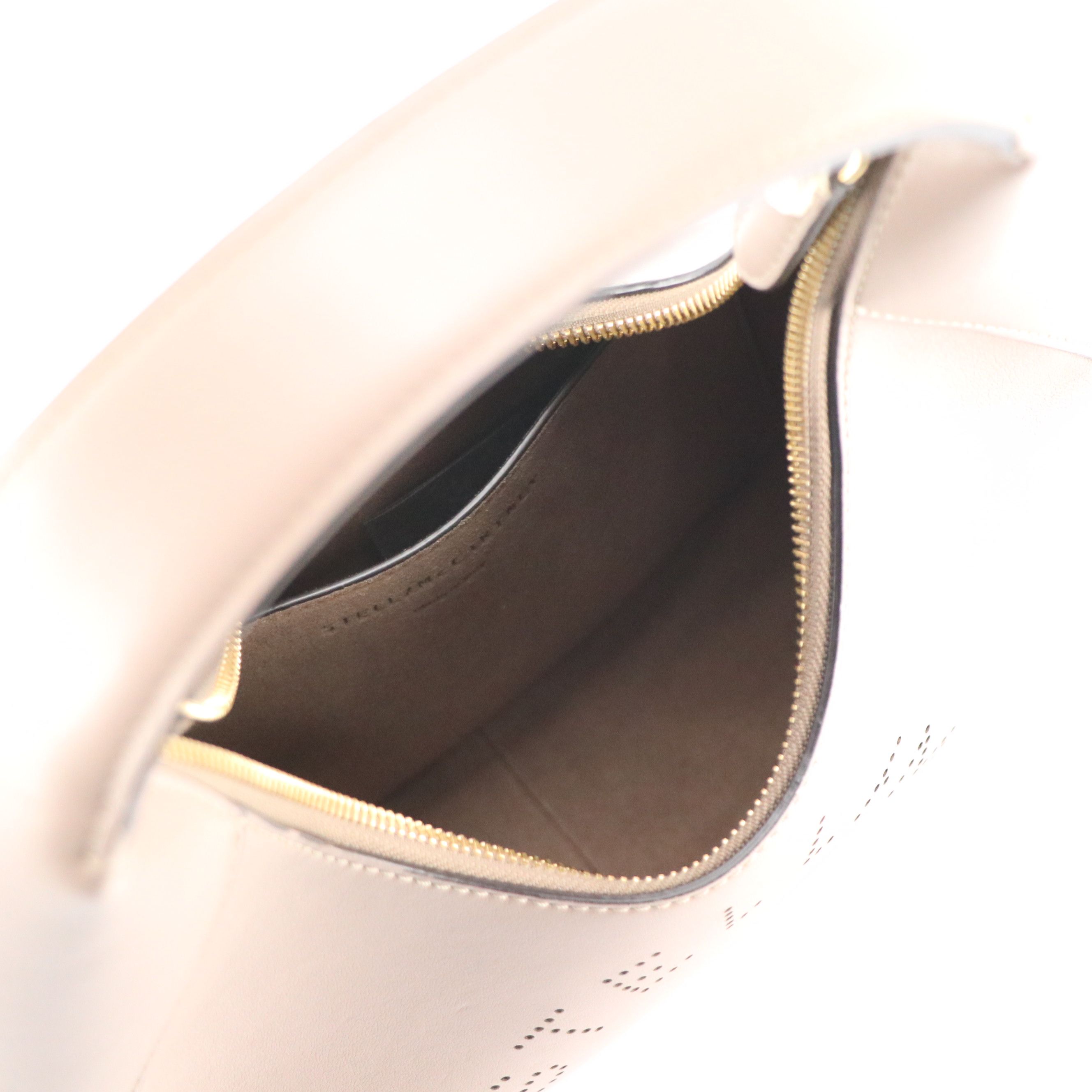 Stella McCartney Small Logo Perforated Hobo Bag in Taupe Vegan Leather