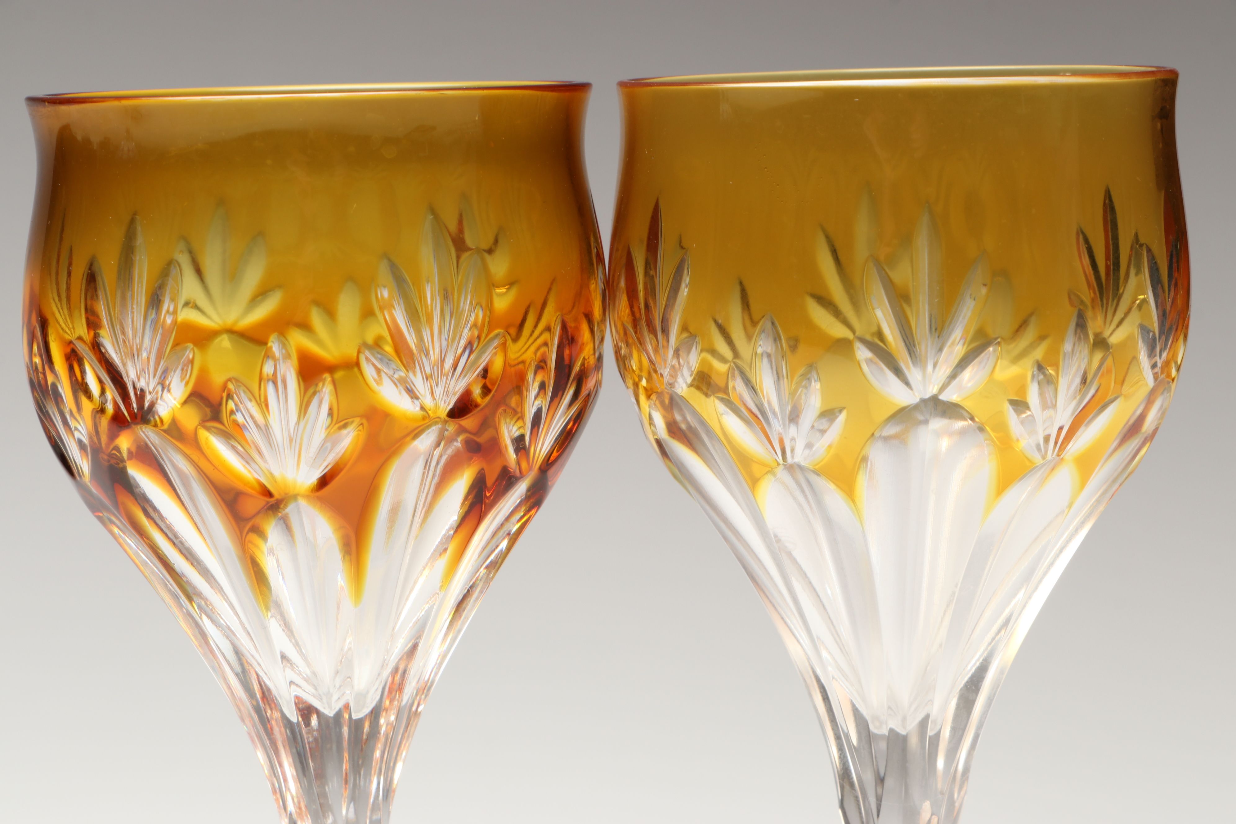 Bohemian Style Cut to Clear Multicolor Wine Glasses