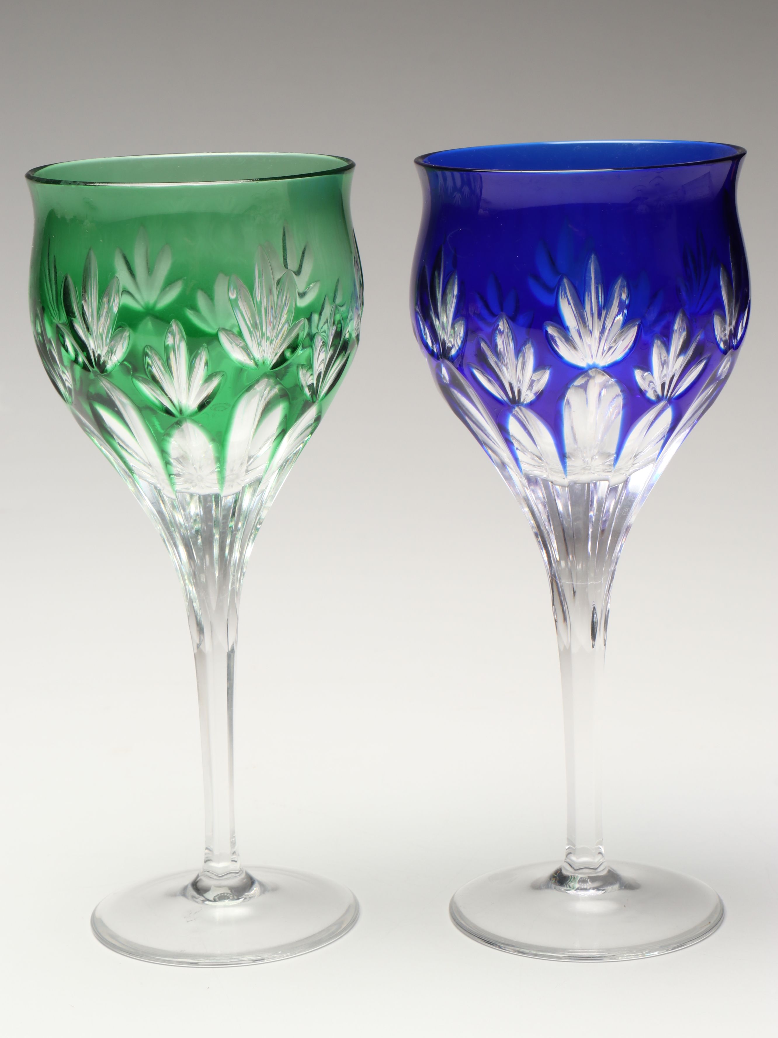 Bohemian Style Cut to Clear Multicolor Wine Glasses