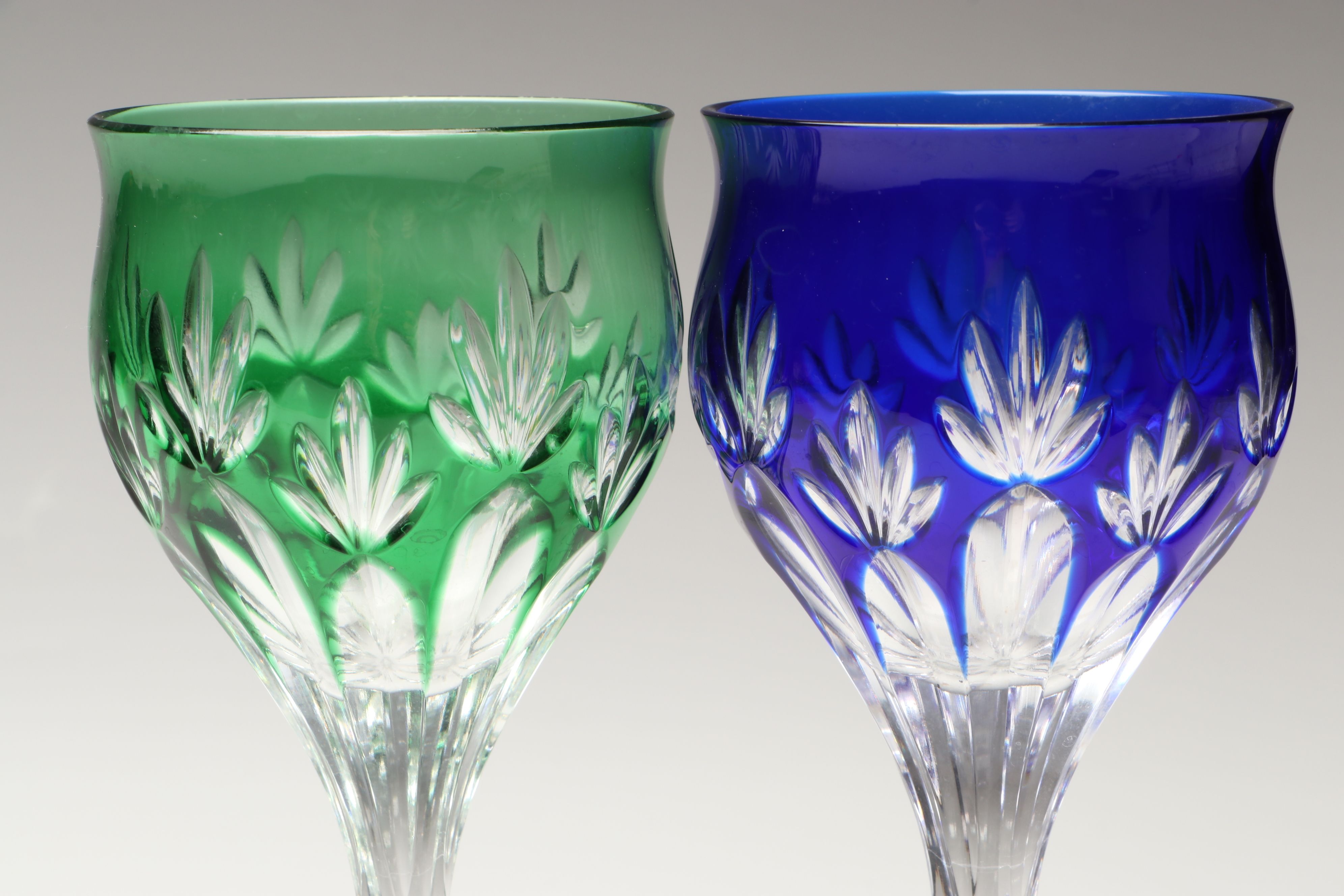 Bohemian Style Cut to Clear Multicolor Wine Glasses