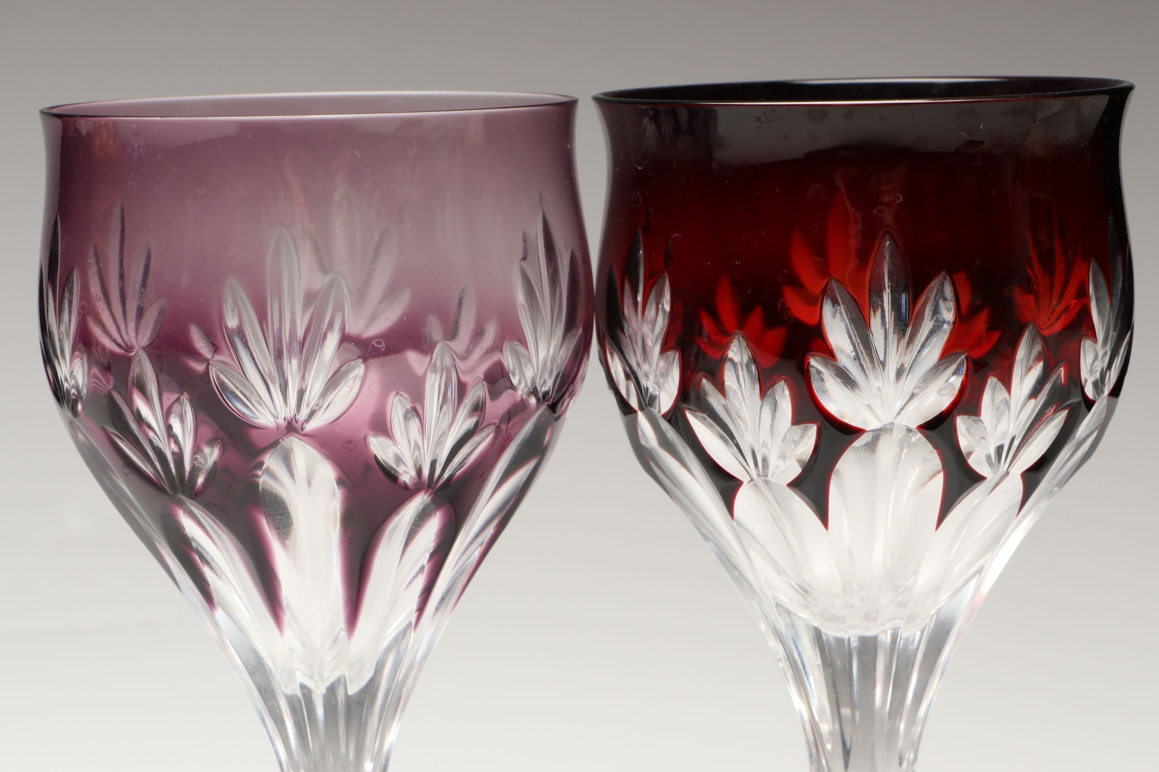 Bohemian Style Cut to Clear Multicolor Wine Glasses