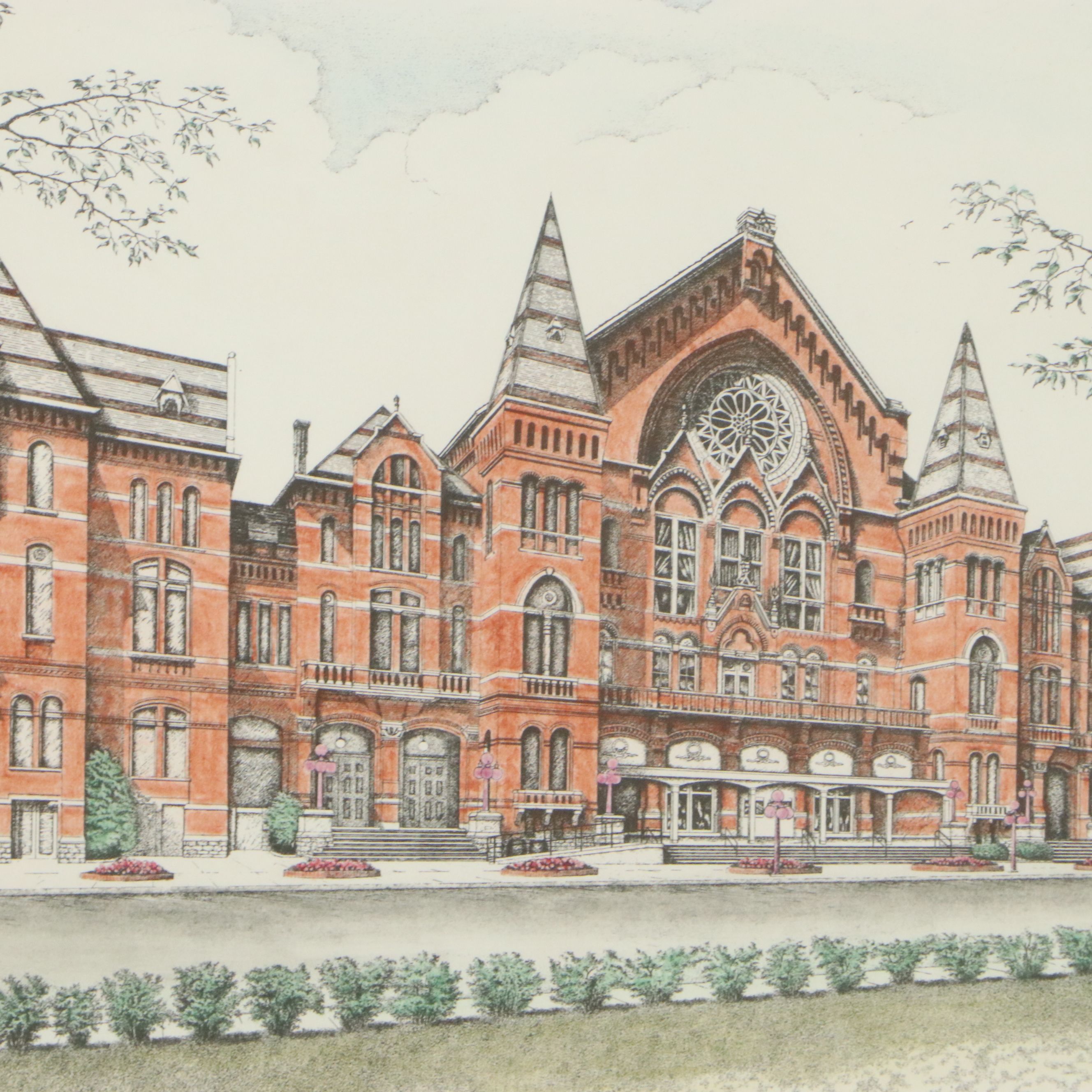 Don Broughton Hand-Colored Lithograph "Music Hall" and More