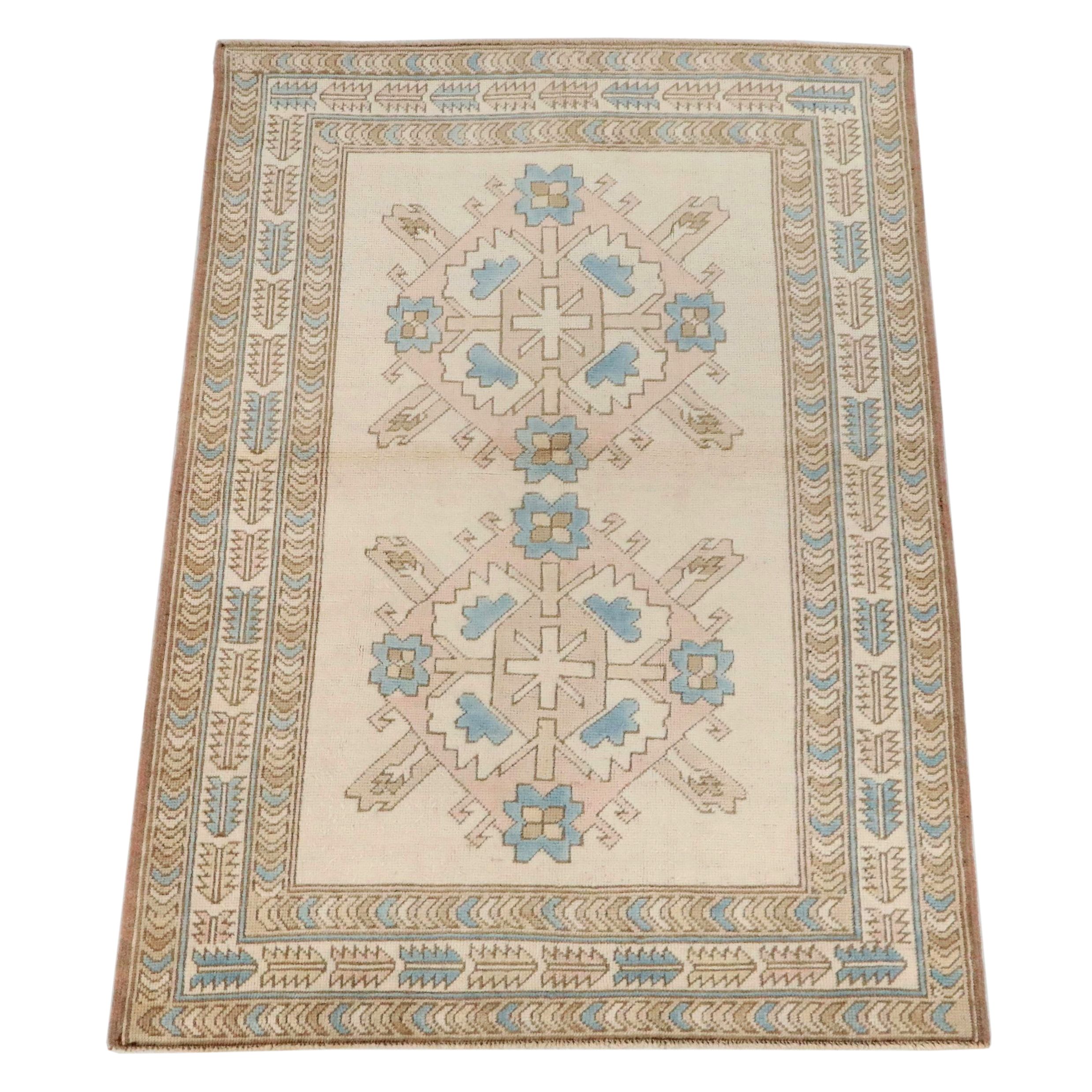 4'9 x 6'3 Hand-Knotted Turkish Oushak Area Rug