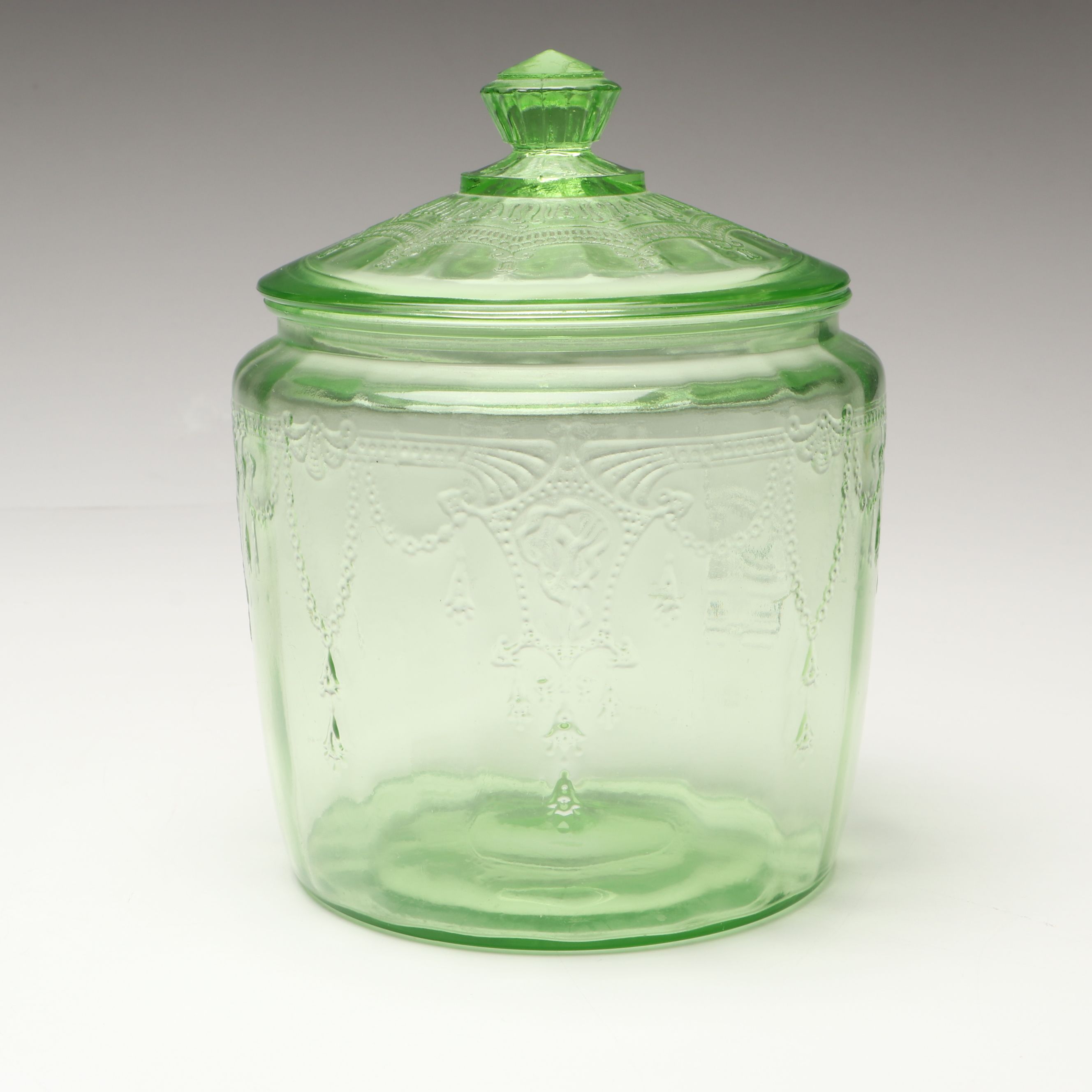 Uranium Glass Tobacco Jars with Enamel Matchbox and Cigar Cases