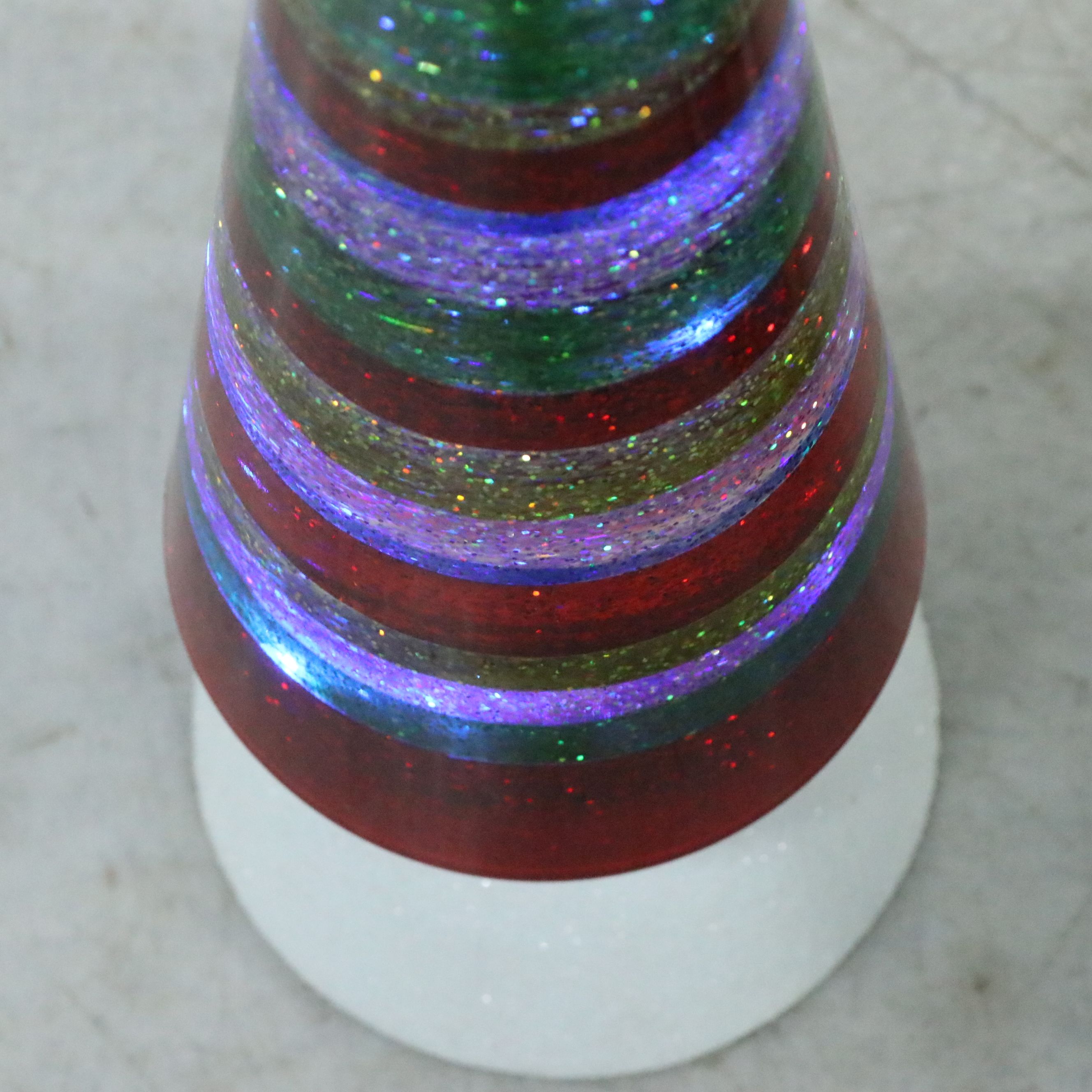 Speckled Tin Santa Figure with Illuminated Glittery Tree