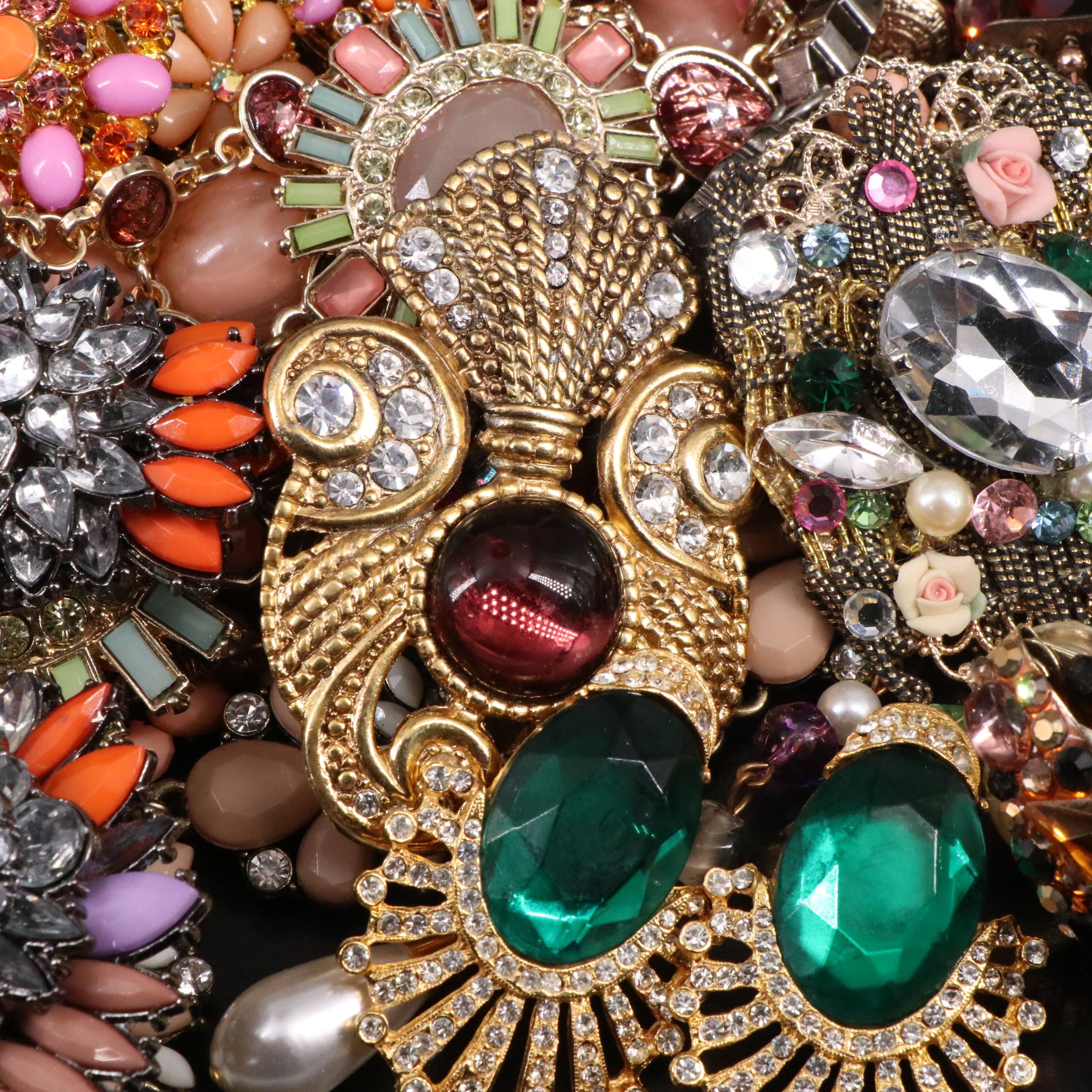 Vintage and Contemporary Jewelry Collection Featuring Rhinestones and Crystal