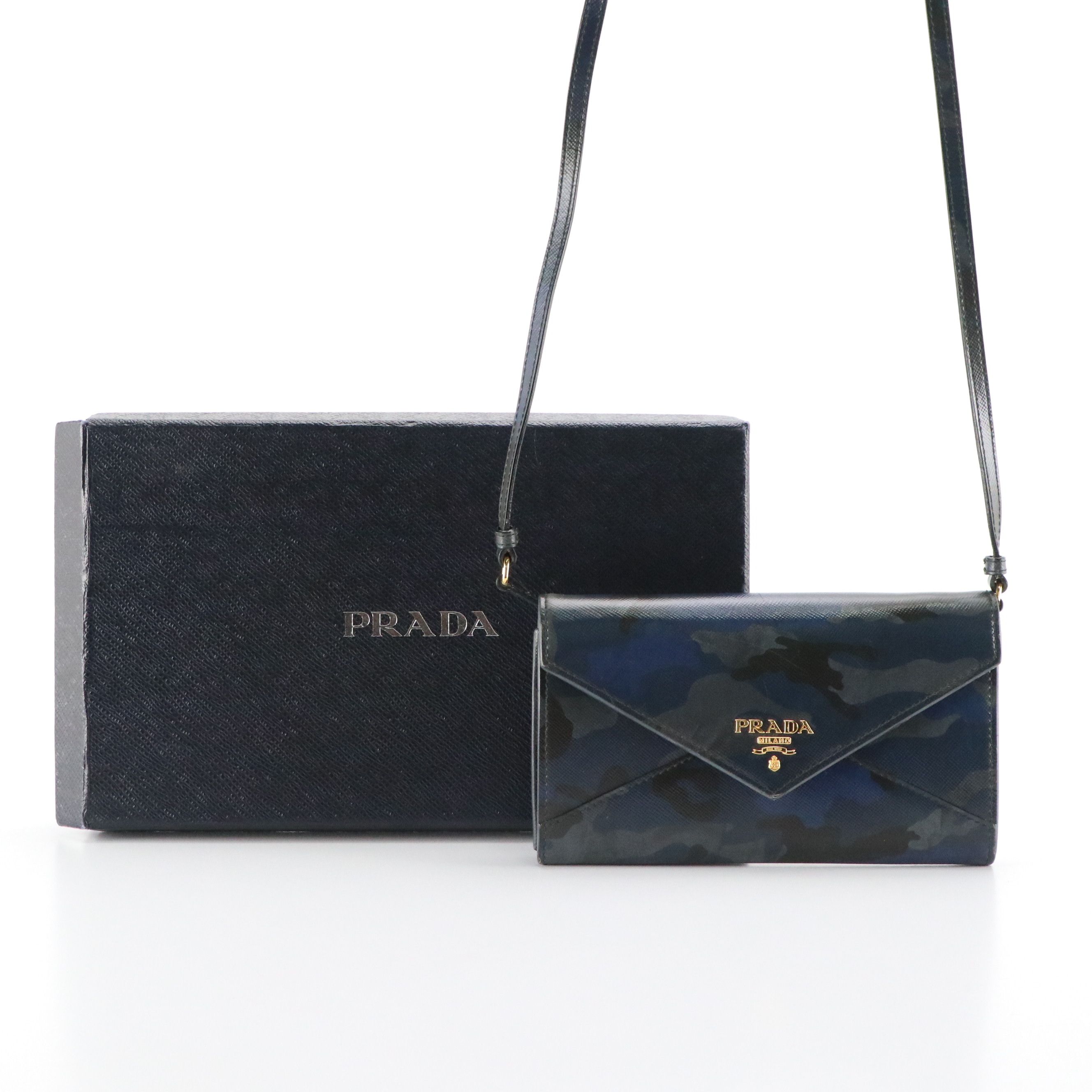 Prada Crossbody Envelope Wallet 1M1437 in Baltico Camo Saffiano Leather w/Box