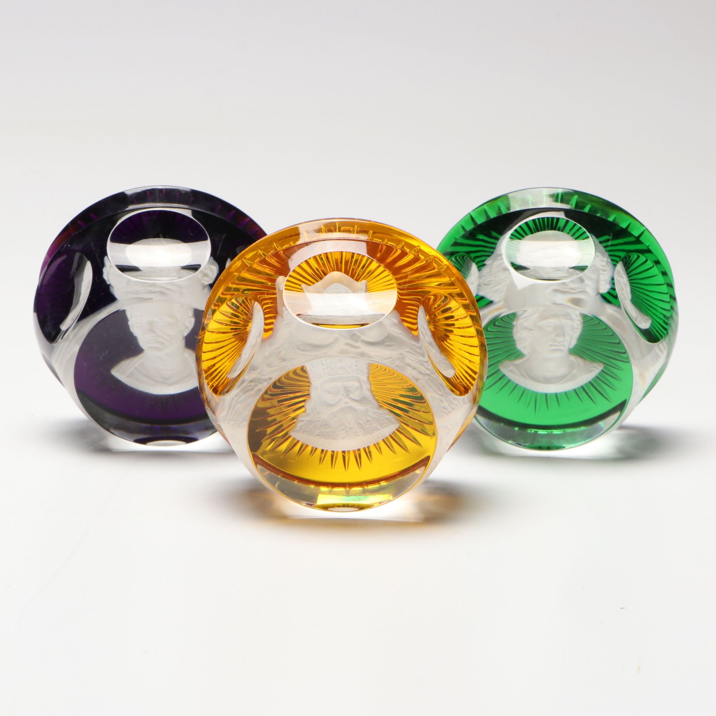 Baccarat for Franklin Mint "Julius Caesar" and More Sulphide Cameo Paperweights