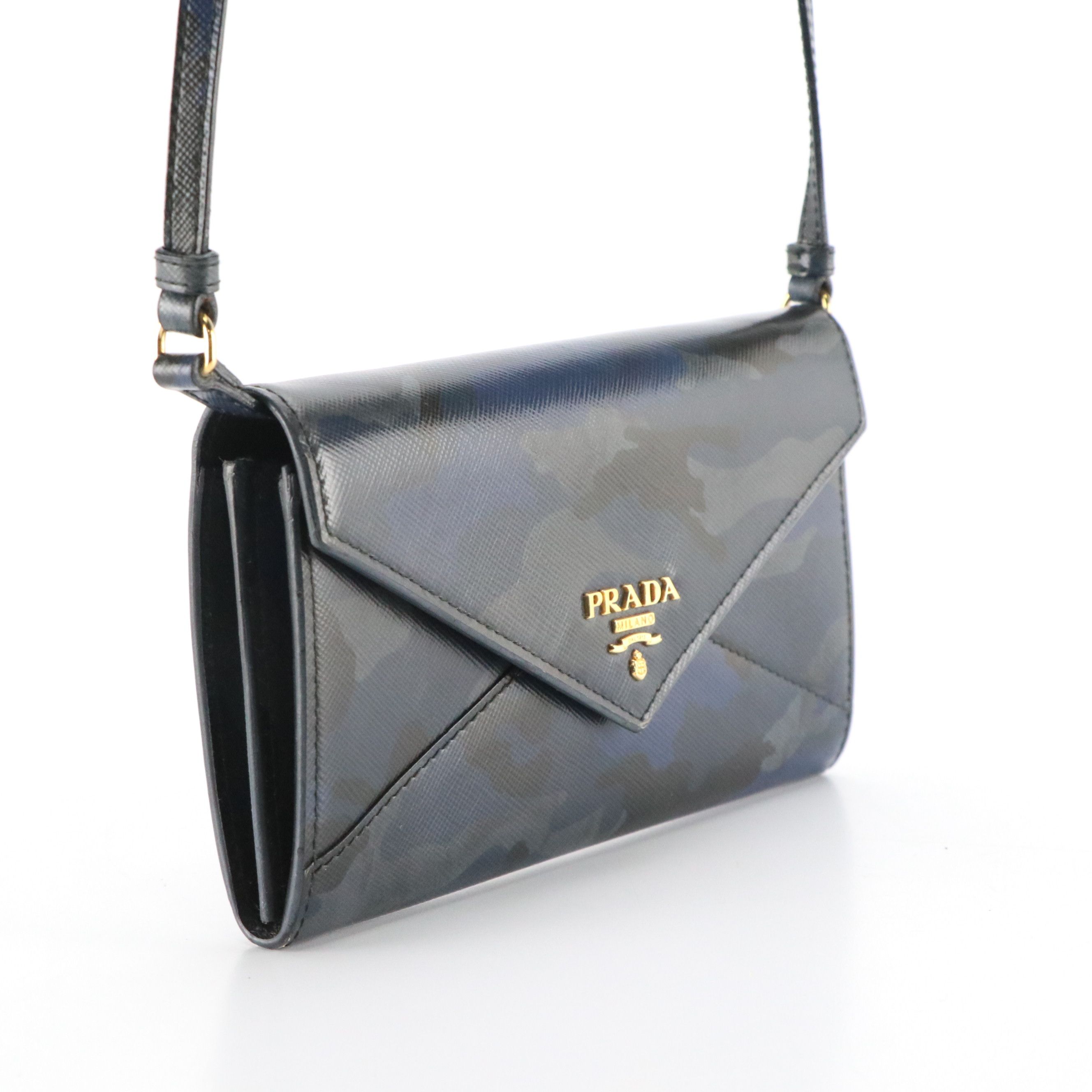 Prada Crossbody Envelope Wallet 1M1437 in Baltico Camo Saffiano Leather w/Box
