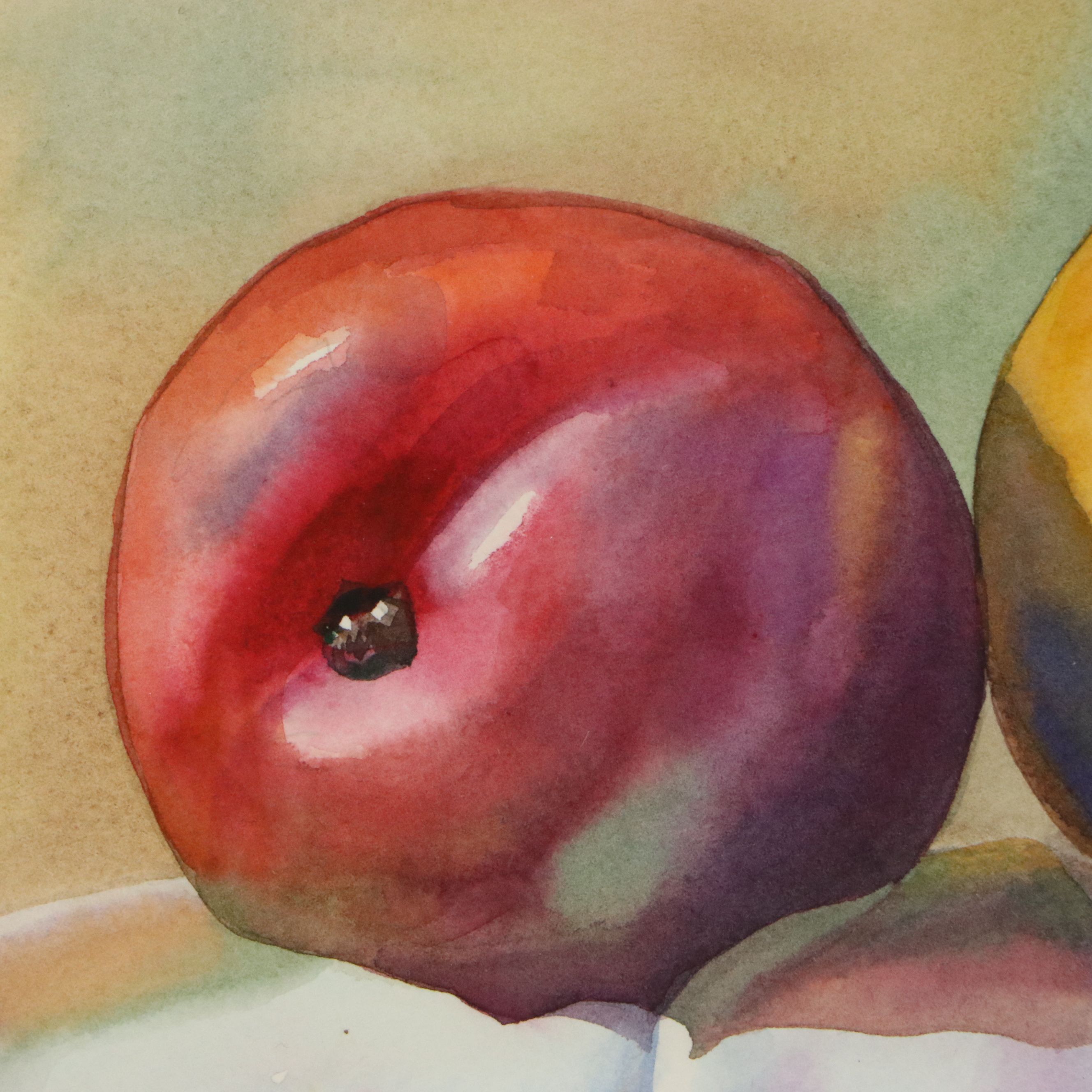 Still Life Watercolor with Fruit, 21st Century