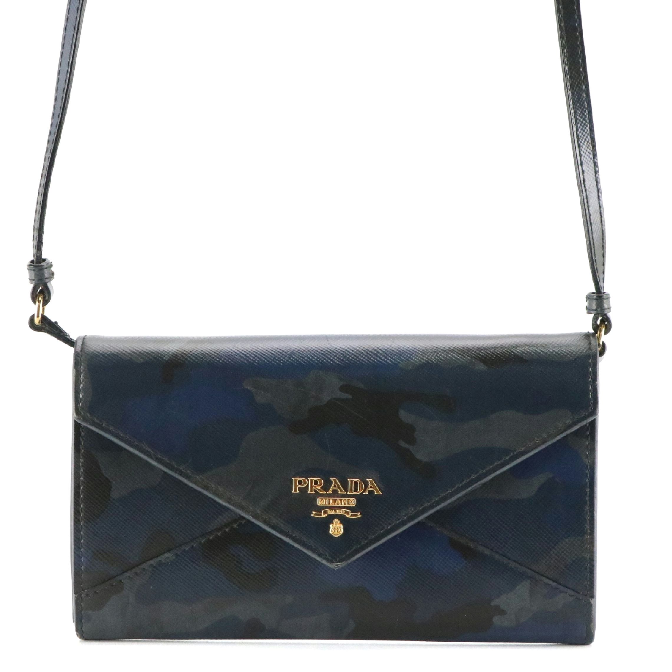 Prada Crossbody Envelope Wallet 1M1437 in Baltico Camo Saffiano Leather w/Box