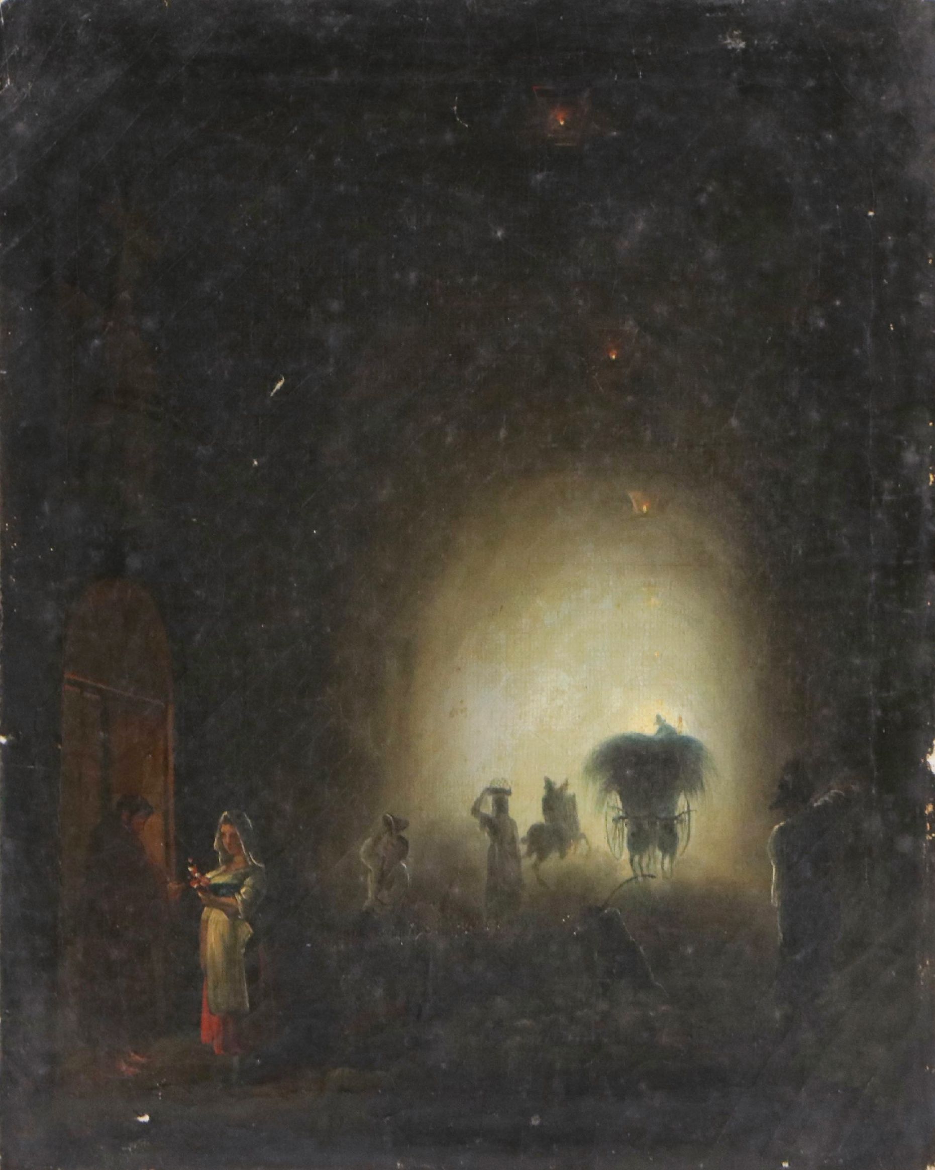 Oil Painting After Vincenzo Abbati "Nella Grotta Vecchia di Posillipo," 19th C.