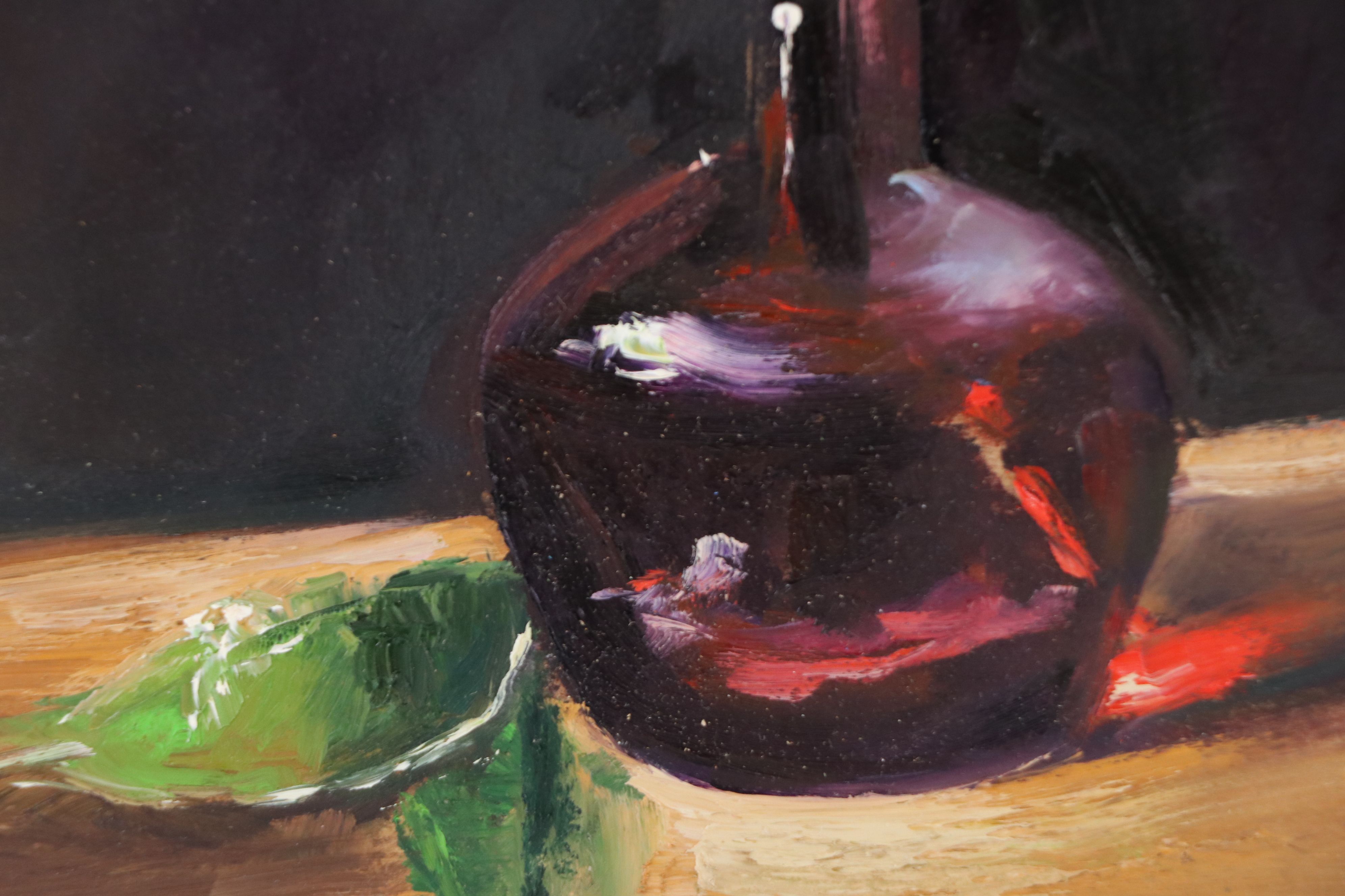 Natalia Demenko Still Life Oil Painting of Vase with Roses, 21st Century