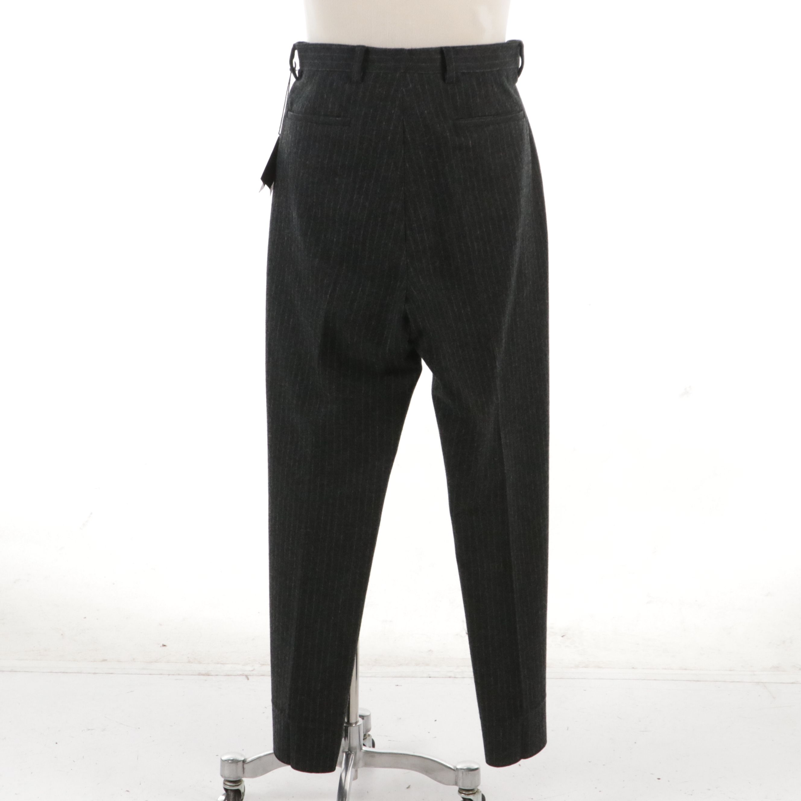 Men's Prada Trousers in Grey Pinstriped Wool, With Tag
