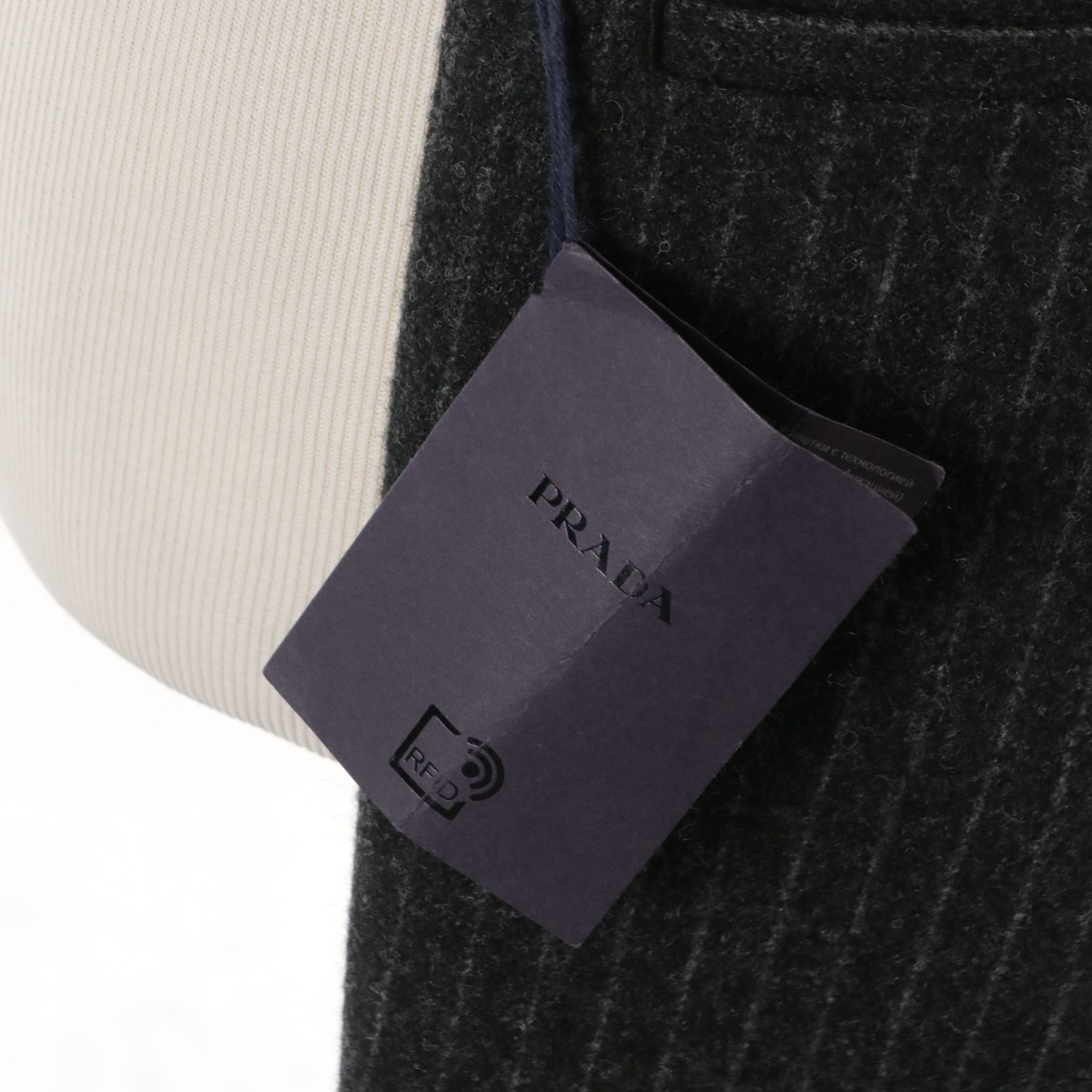 Men's Prada Trousers in Grey Pinstriped Wool, With Tag