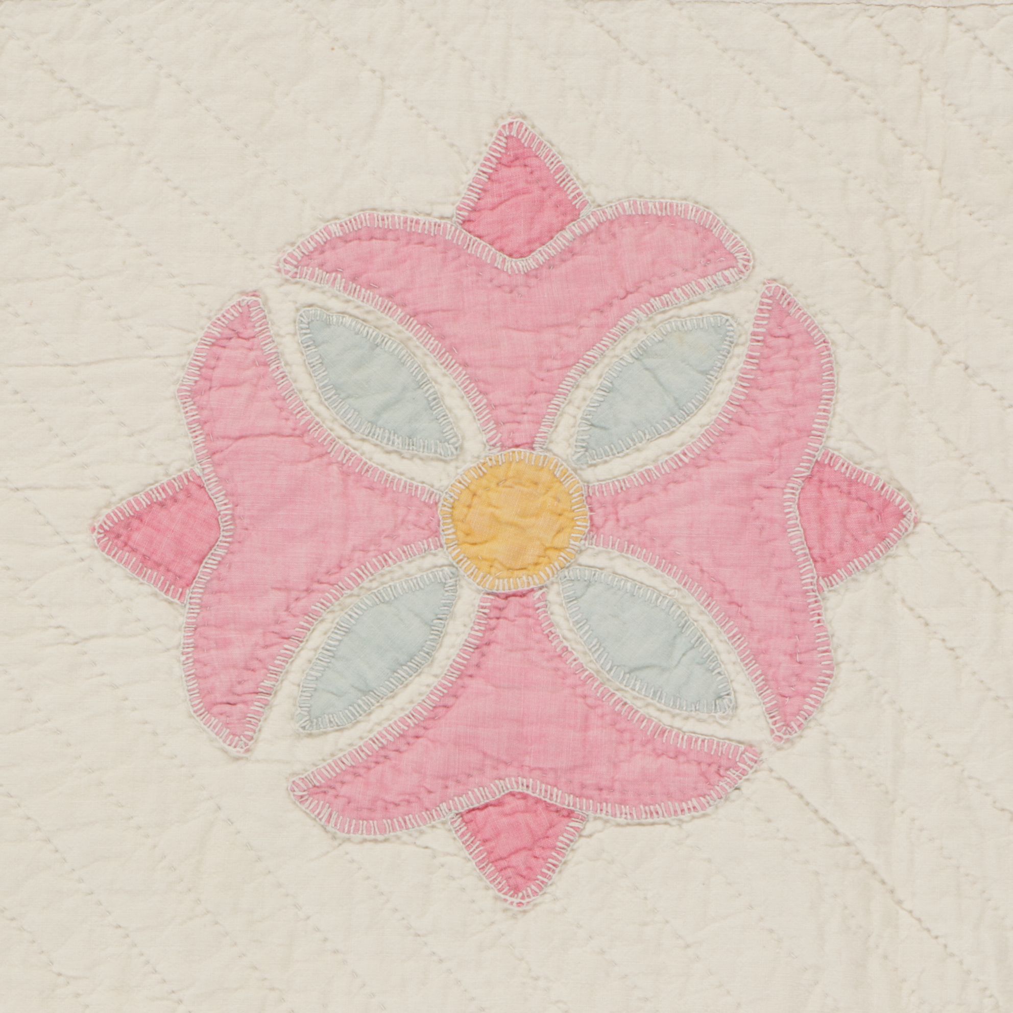 Hand-Pieced Floral Applique Quilt