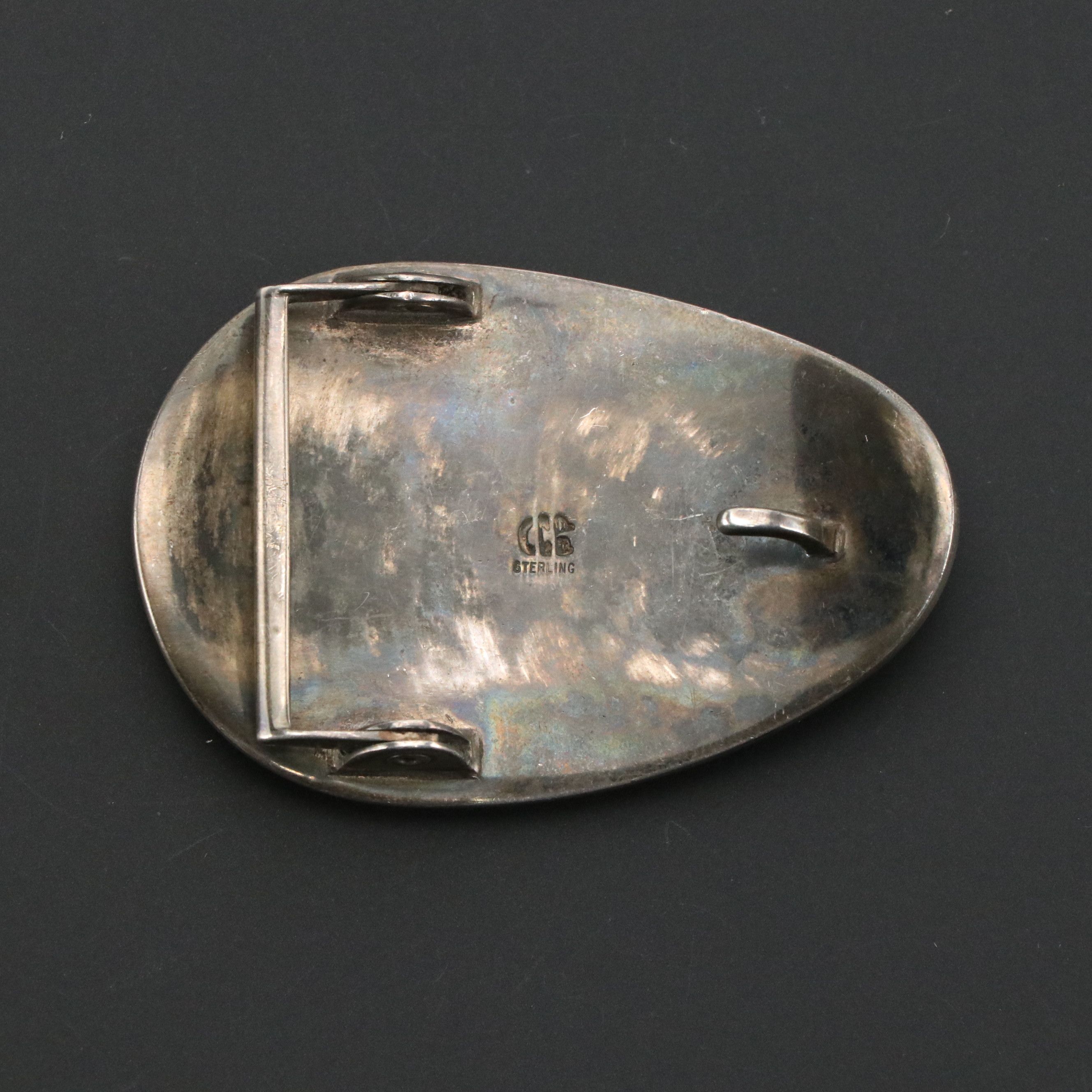 Charlie Chee Bowie Navajo Diné Sterling Silver Jasper Belt Buckle