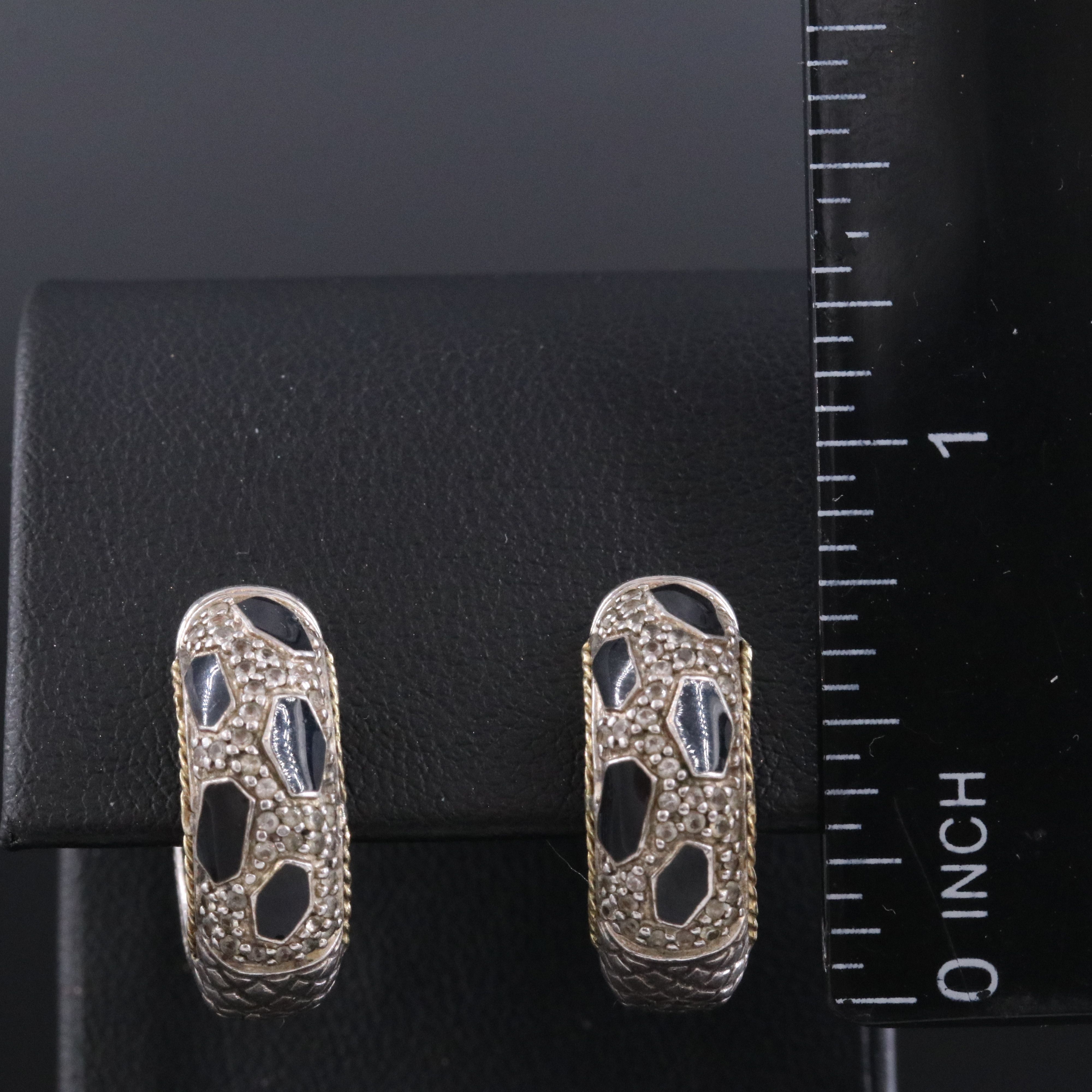 Andrea Candela Sterling Enamel Hoop Earrings with 18K Details