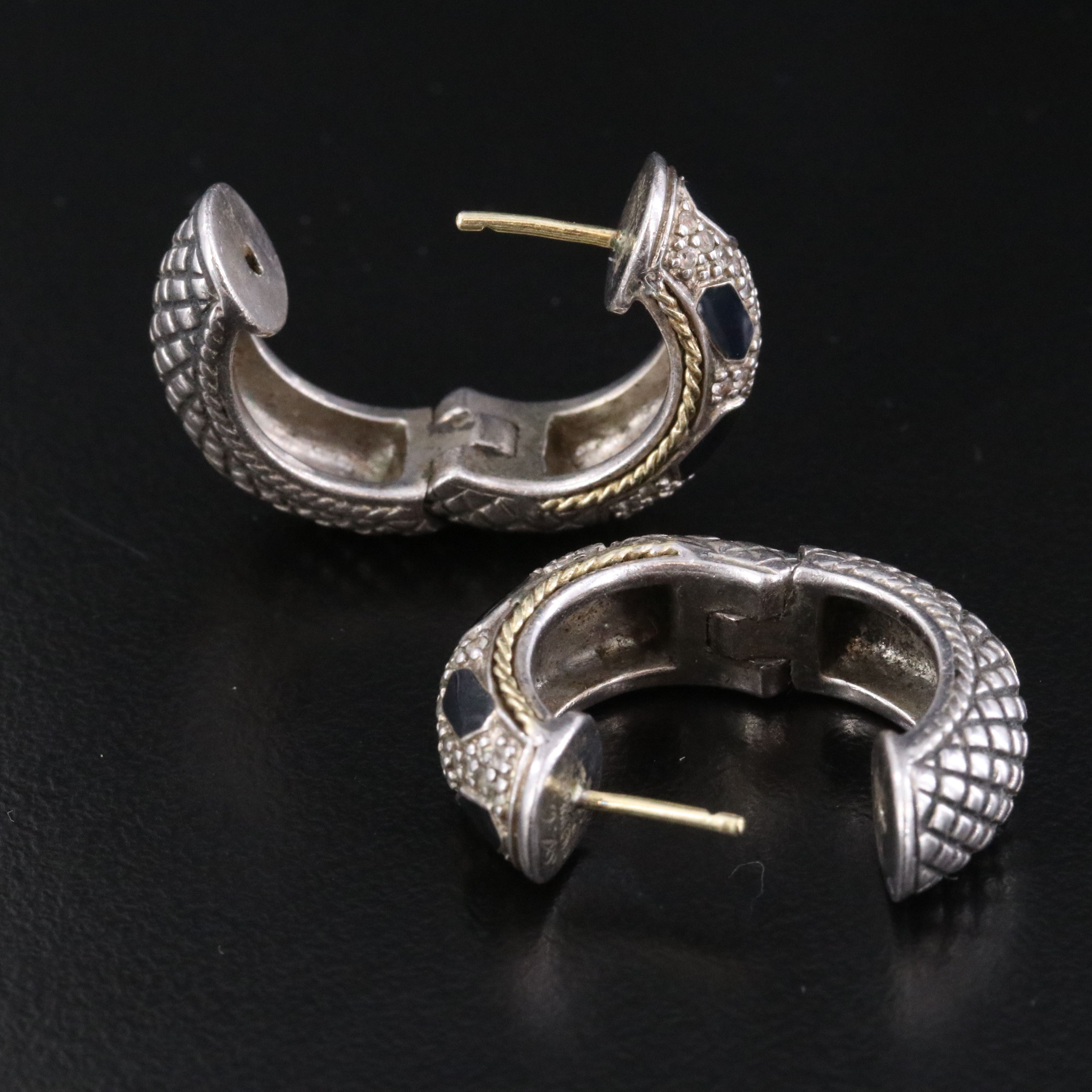 Andrea Candela Sterling Enamel Hoop Earrings with 18K Details