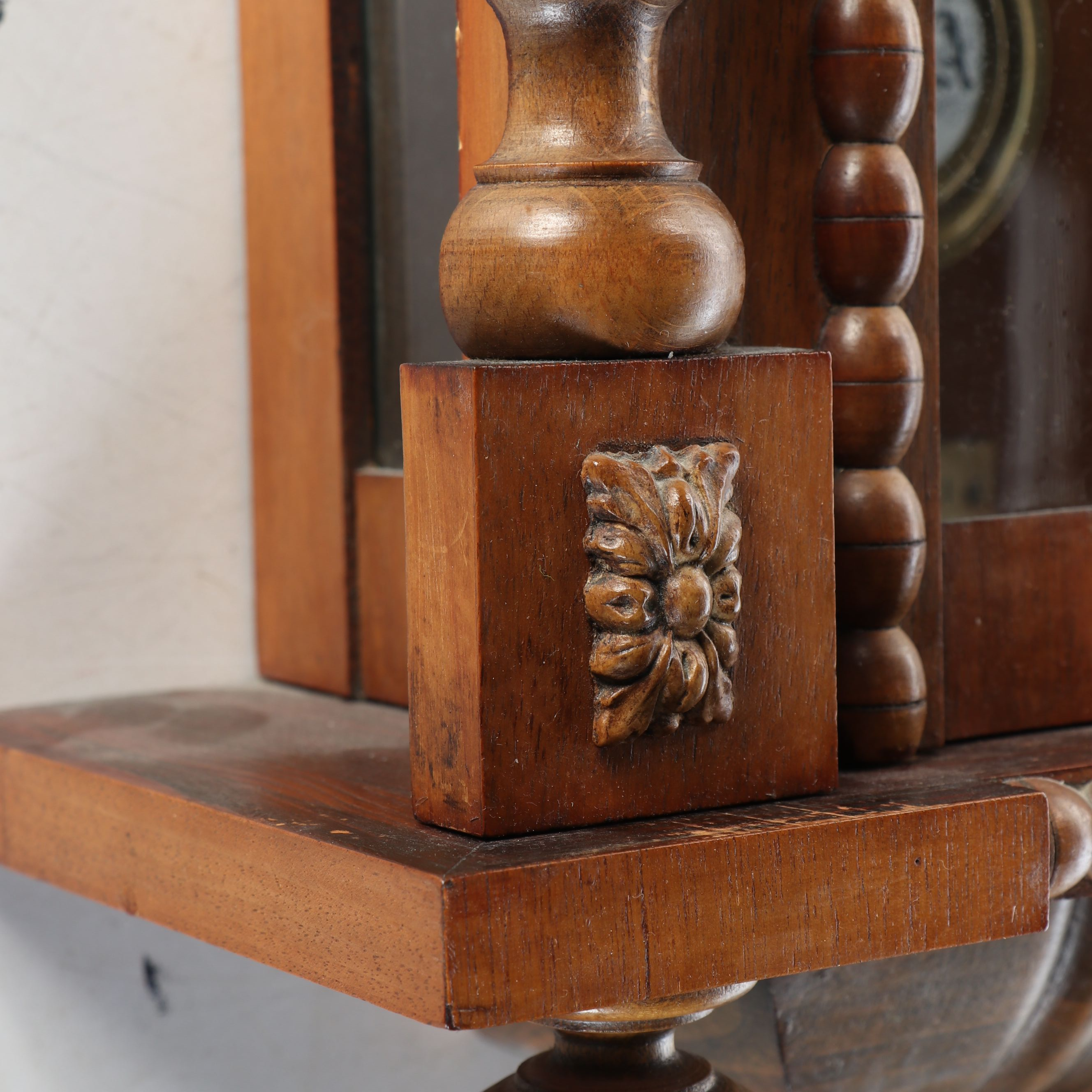 Floral Motif Wooden Wall Pendulum Clock