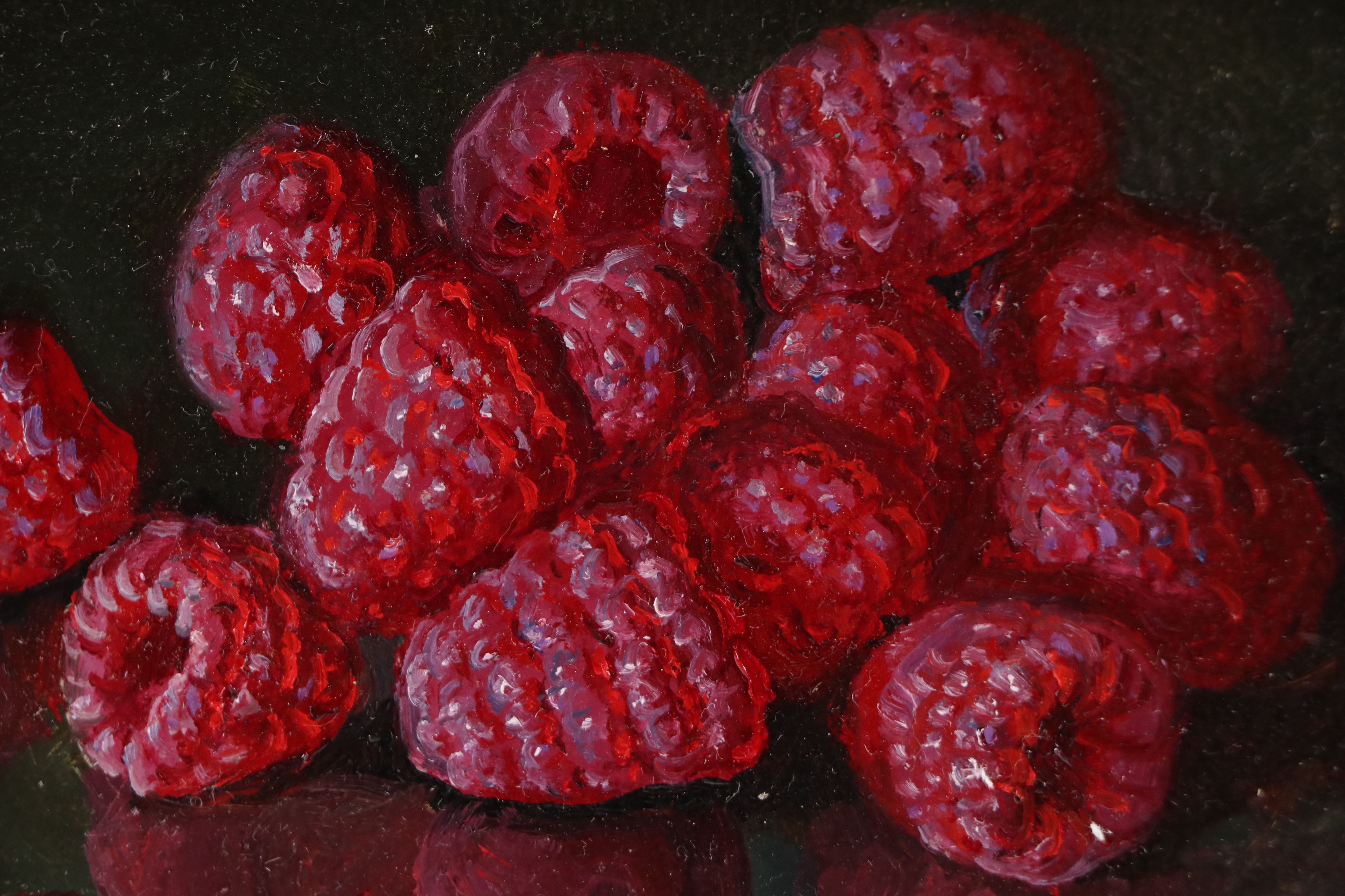 Y. Wang Still Life Oil Painting of Raspberries, 2024